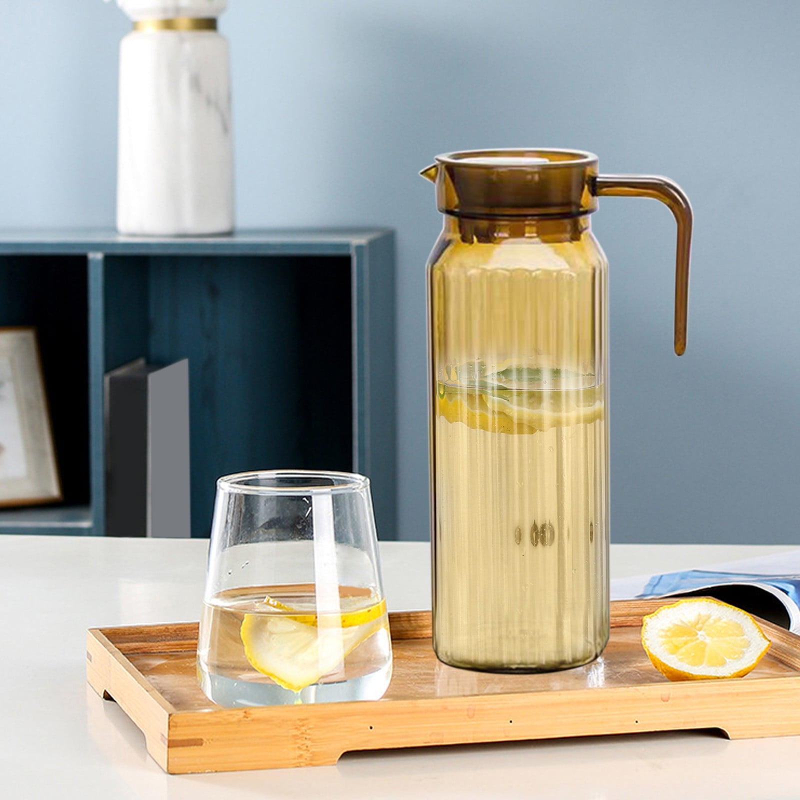 PALIFEUR Water Pitcher with Lid, 2 L Plastic Pitcher for Tea & Juice Water, Hot/Cold Water Jug, Tea Pitcher, Juice Pitcher, 13.5 x 7.2 x 4.7 Inch Z-3-Coffee - Image 5