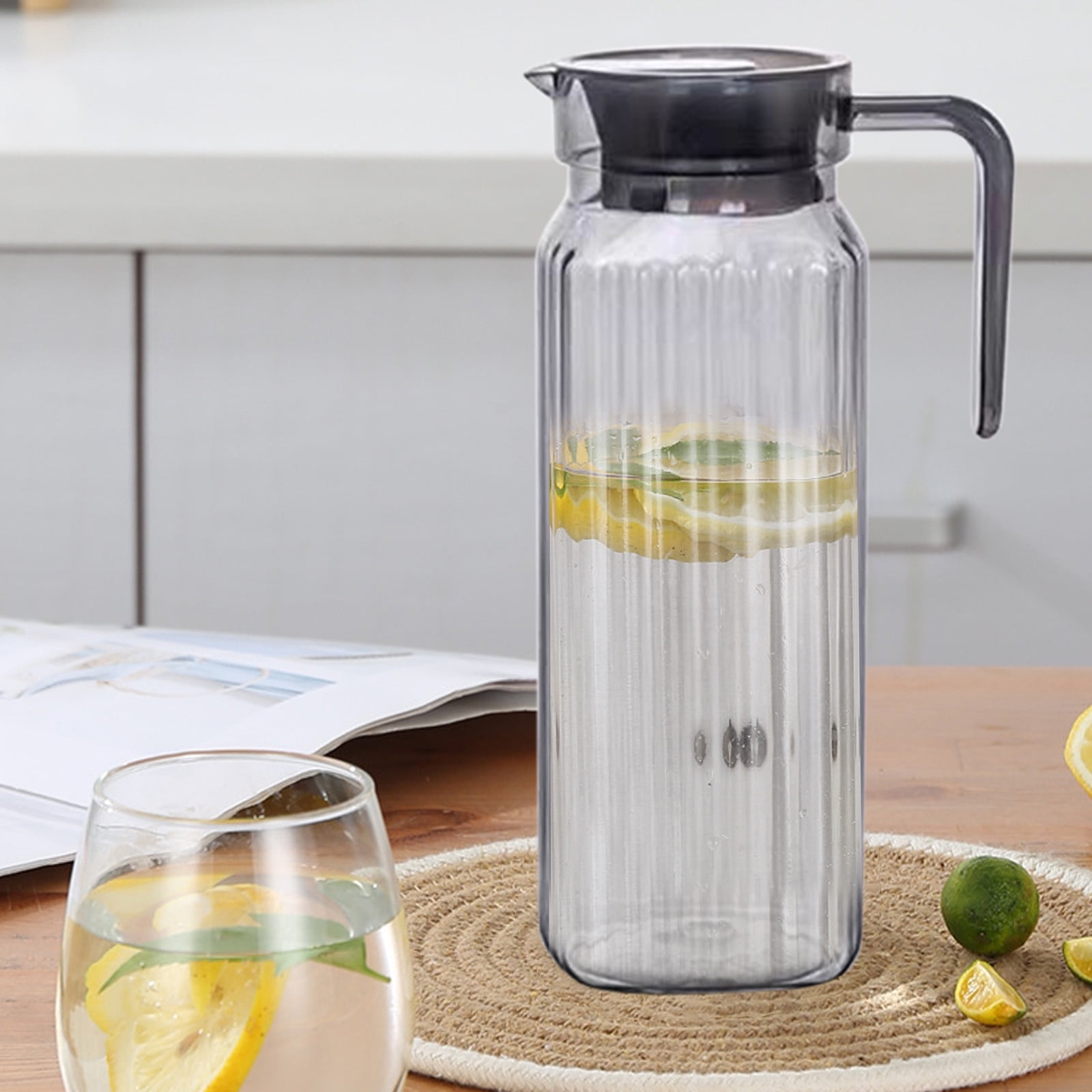 PALIFEUR Water Pitcher with Lid, 2 L Plastic Pitcher for Tea & Juice Water, Hot/Cold Water Jug, Tea Pitcher, Juice Pitcher, 13.5 x 7.2 x 4.7 Inch Z-3-Gray - Image 4