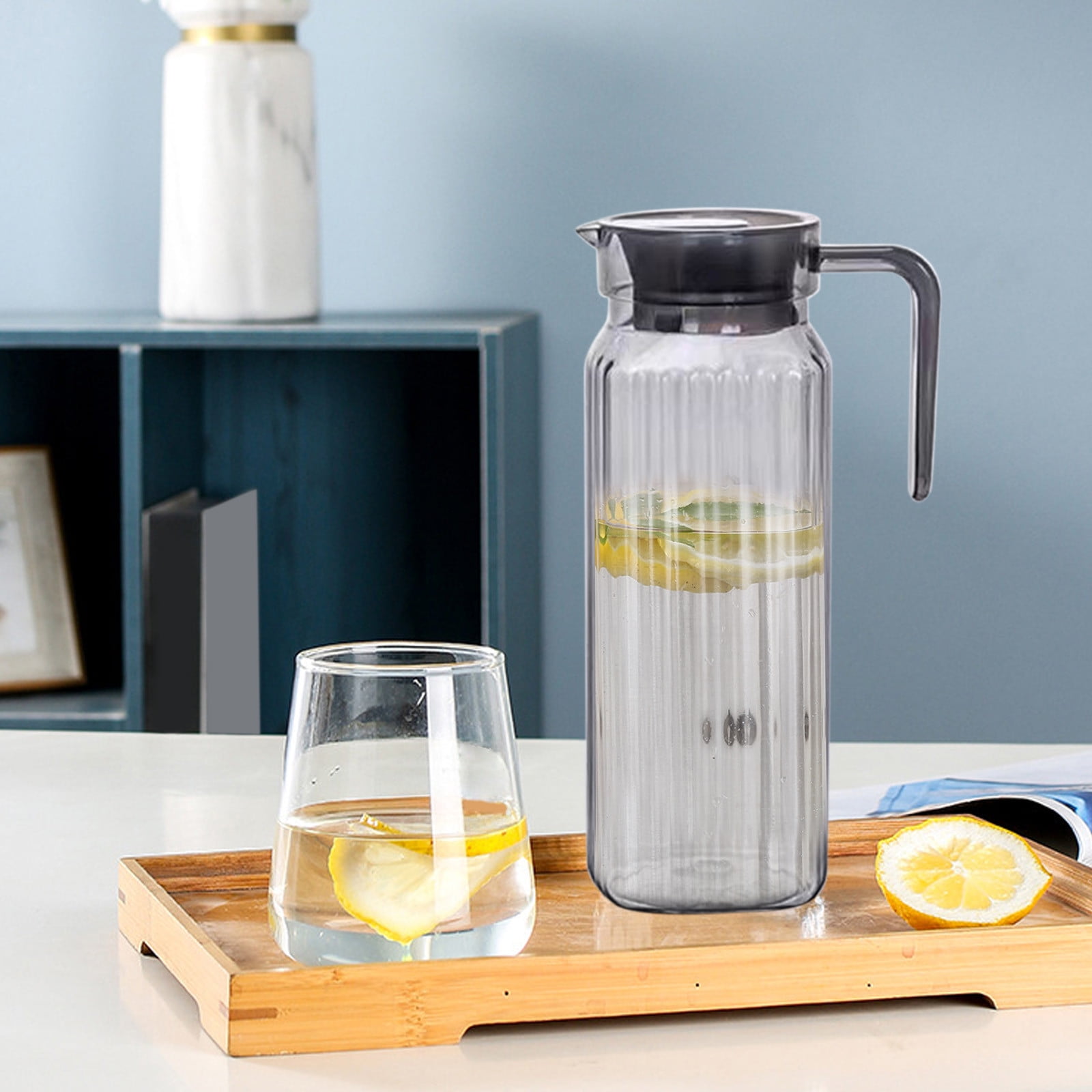 PALIFEUR Water Pitcher with Lid, 2 L Plastic Pitcher for Tea & Juice Water, Hot/Cold Water Jug, Tea Pitcher, Juice Pitcher, 13.5 x 7.2 x 4.7 Inch Z-3-Gray - Image 5