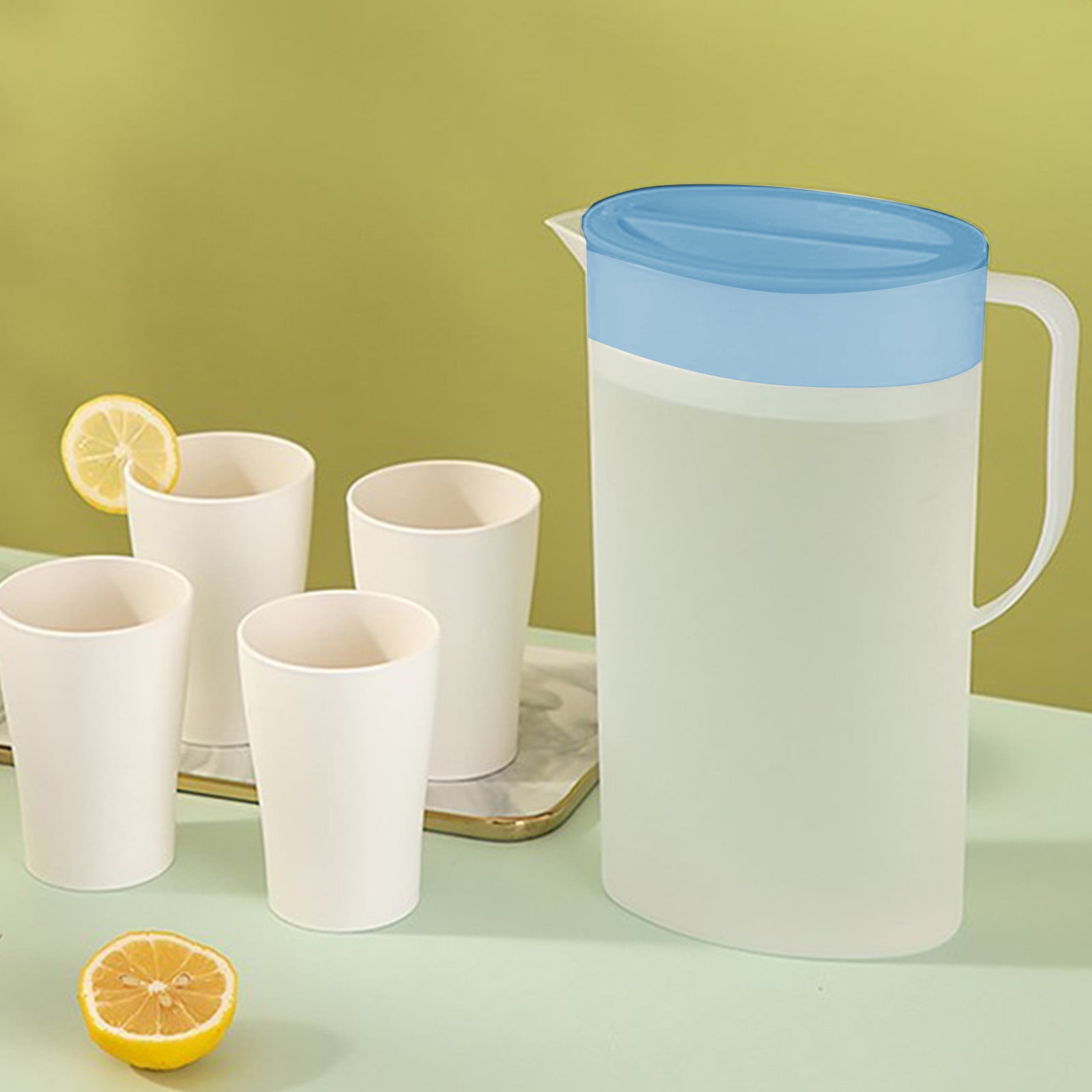 PALIFEUR Water Pitcher with Lid, 2 L Plastic Pitcher for Tea & Juice Water, Hot/Cold Water Jug, Tea Pitcher, Juice Pitcher, 13.5 x 7.2 x 4.7 Inch Z-6-Blue - Image 5