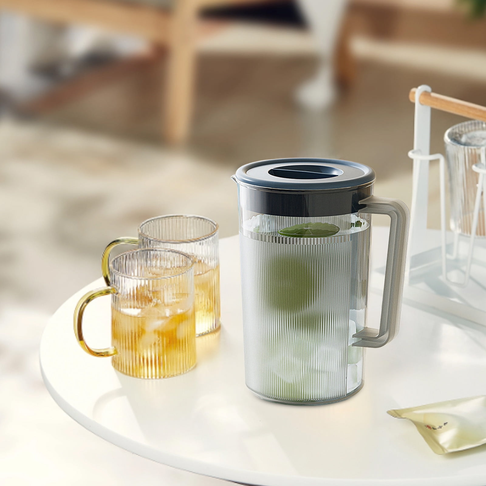 PALIFEUR Water Pitcher with Lid, 2 L Plastic Pitcher for Tea & Juice Water, Hot/Cold Water Jug, Tea Pitcher, Juice Pitcher, 13.5 x 7.2 x 4.7 Inch Z-7-Blue - Image 5