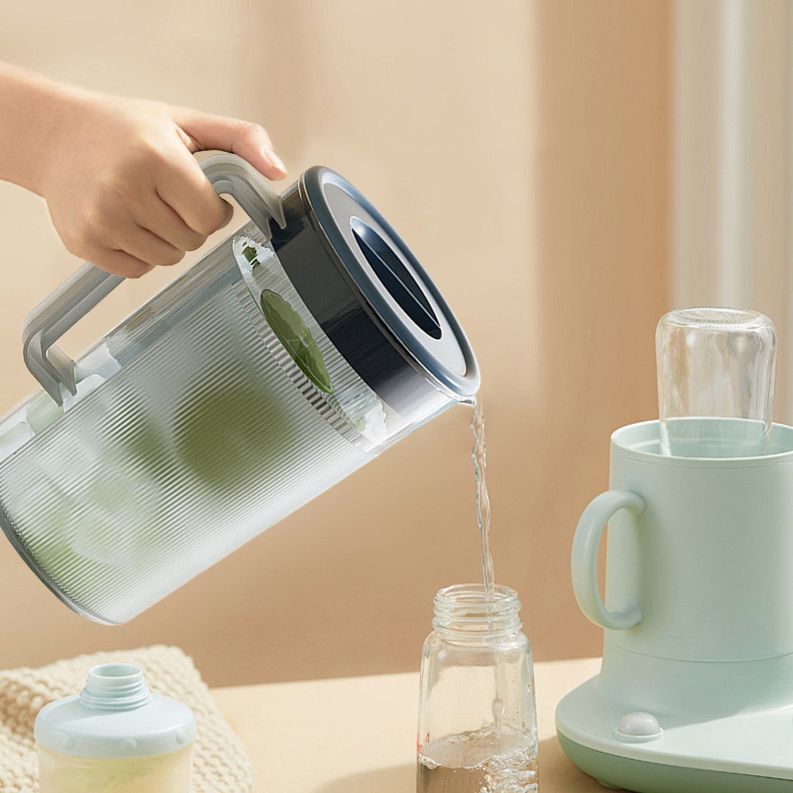 PALIFEUR Water Pitcher with Lid, 2 L Plastic Pitcher for Tea & Juice Water, Hot/Cold Water Jug, Tea Pitcher, Juice Pitcher, 13.5 x 7.2 x 4.7 Inch Z-7-Blue - Image 6