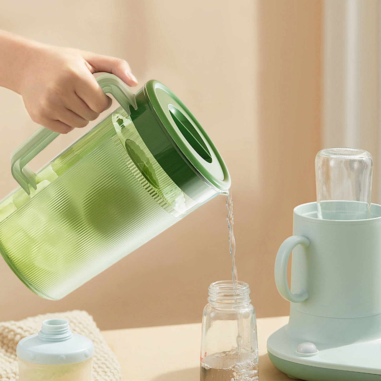 PALIFEUR Water Pitcher with Lid, 2 L Plastic Pitcher for Tea & Juice Water, Hot/Cold Water Jug, Tea Pitcher, Juice Pitcher, 13.5 x 7.2 x 4.7 Inch Z-7-Green - Image 4