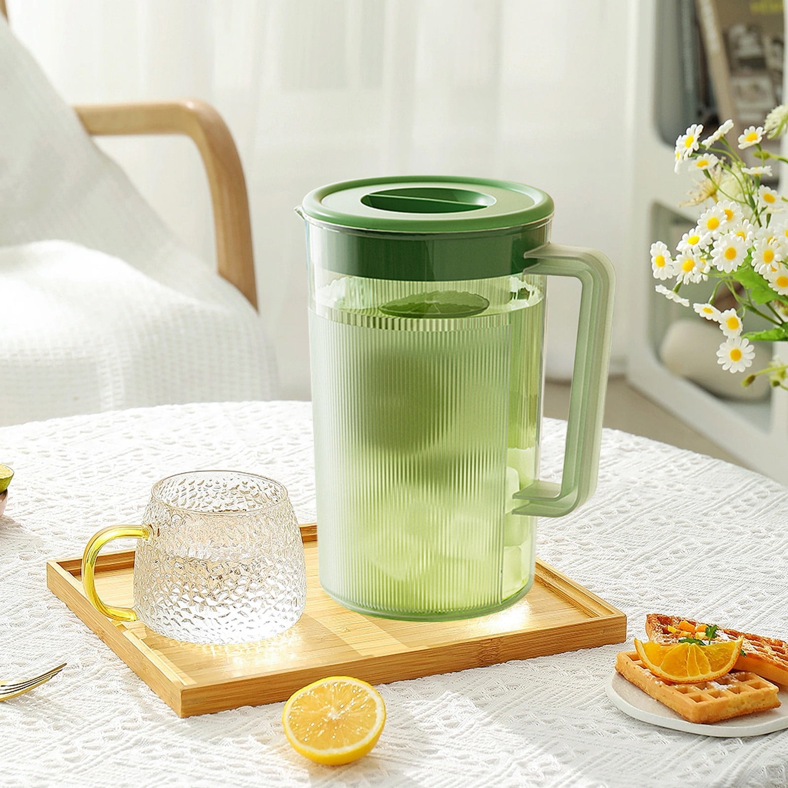 PALIFEUR Water Pitcher with Lid, 2 L Plastic Pitcher for Tea & Juice Water, Hot/Cold Water Jug, Tea Pitcher, Juice Pitcher, 13.5 x 7.2 x 4.7 Inch Z-7-Green - Image 5