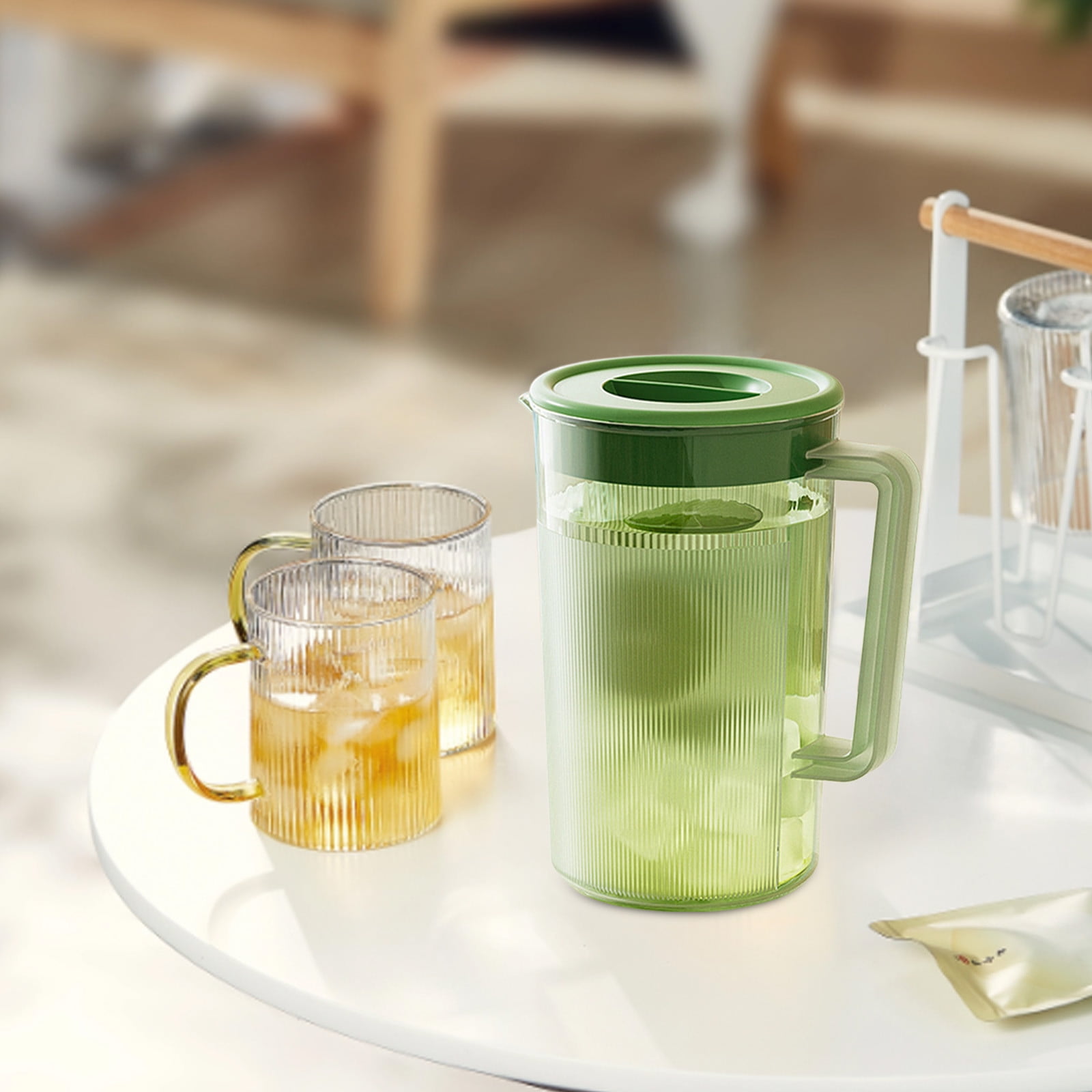 PALIFEUR Water Pitcher with Lid, 2 L Plastic Pitcher for Tea & Juice Water, Hot/Cold Water Jug, Tea Pitcher, Juice Pitcher, 13.5 x 7.2 x 4.7 Inch Z-7-Green - Image 6