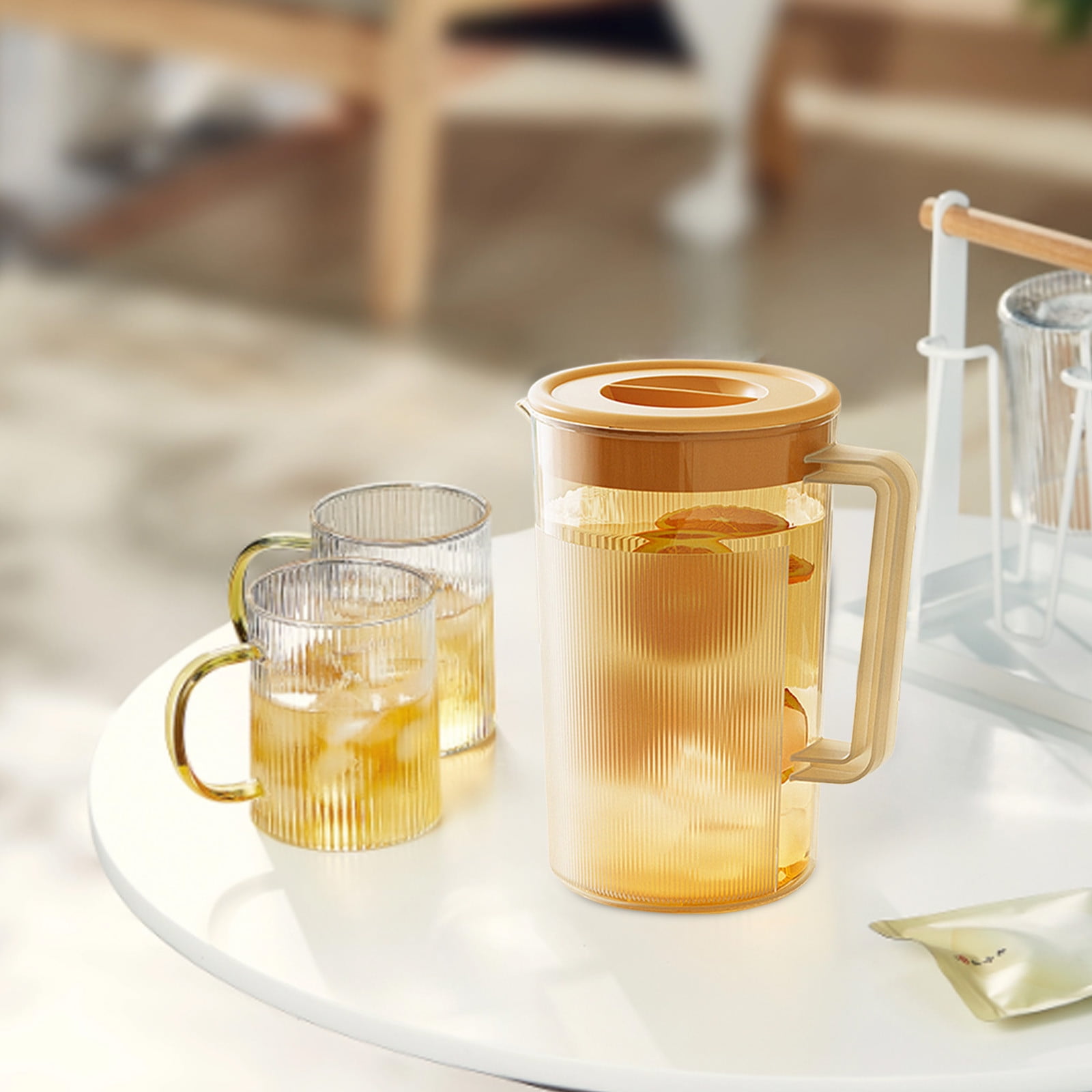 PALIFEUR Water Pitcher with Lid, 2 L Plastic Pitcher for Tea & Juice Water, Hot/Cold Water Jug, Tea Pitcher, Juice Pitcher, 13.5 x 7.2 x 4.7 Inch Z-7-Orange - Image 4