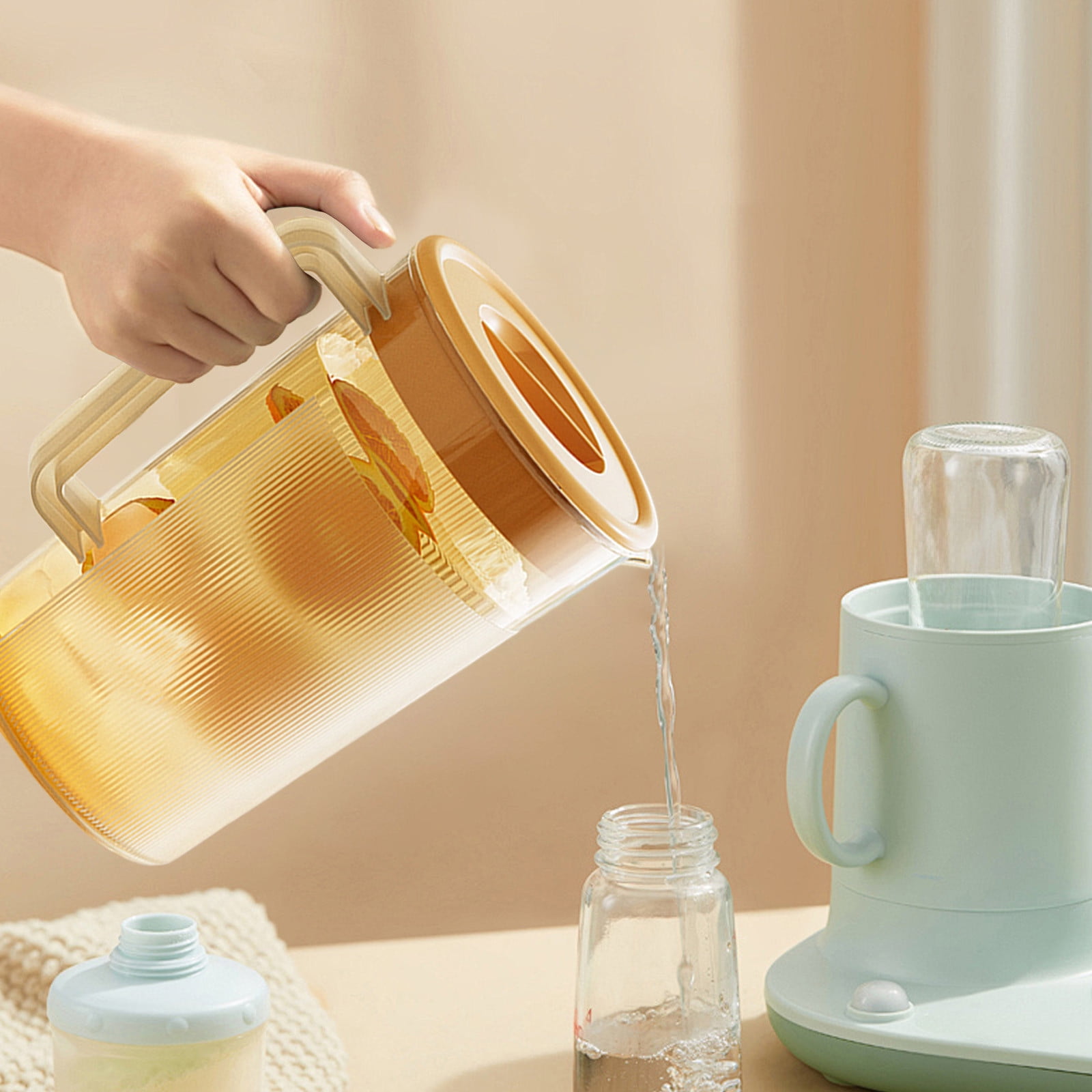 PALIFEUR Water Pitcher with Lid, 2 L Plastic Pitcher for Tea & Juice Water, Hot/Cold Water Jug, Tea Pitcher, Juice Pitcher, 13.5 x 7.2 x 4.7 Inch Z-7-Orange - Image 6