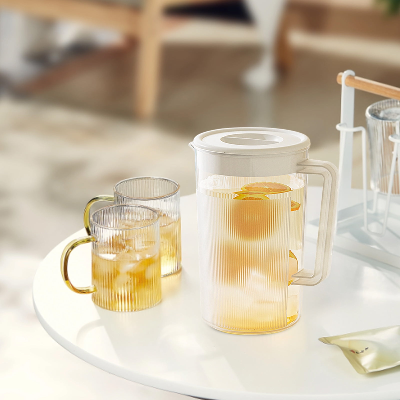 PALIFEUR Water Pitcher with Lid, 2 L Plastic Pitcher for Tea & Juice Water, Hot/Cold Water Jug, Tea Pitcher, Juice Pitcher, 13.5 x 7.2 x 4.7 Inch Z-7-White - Image 5