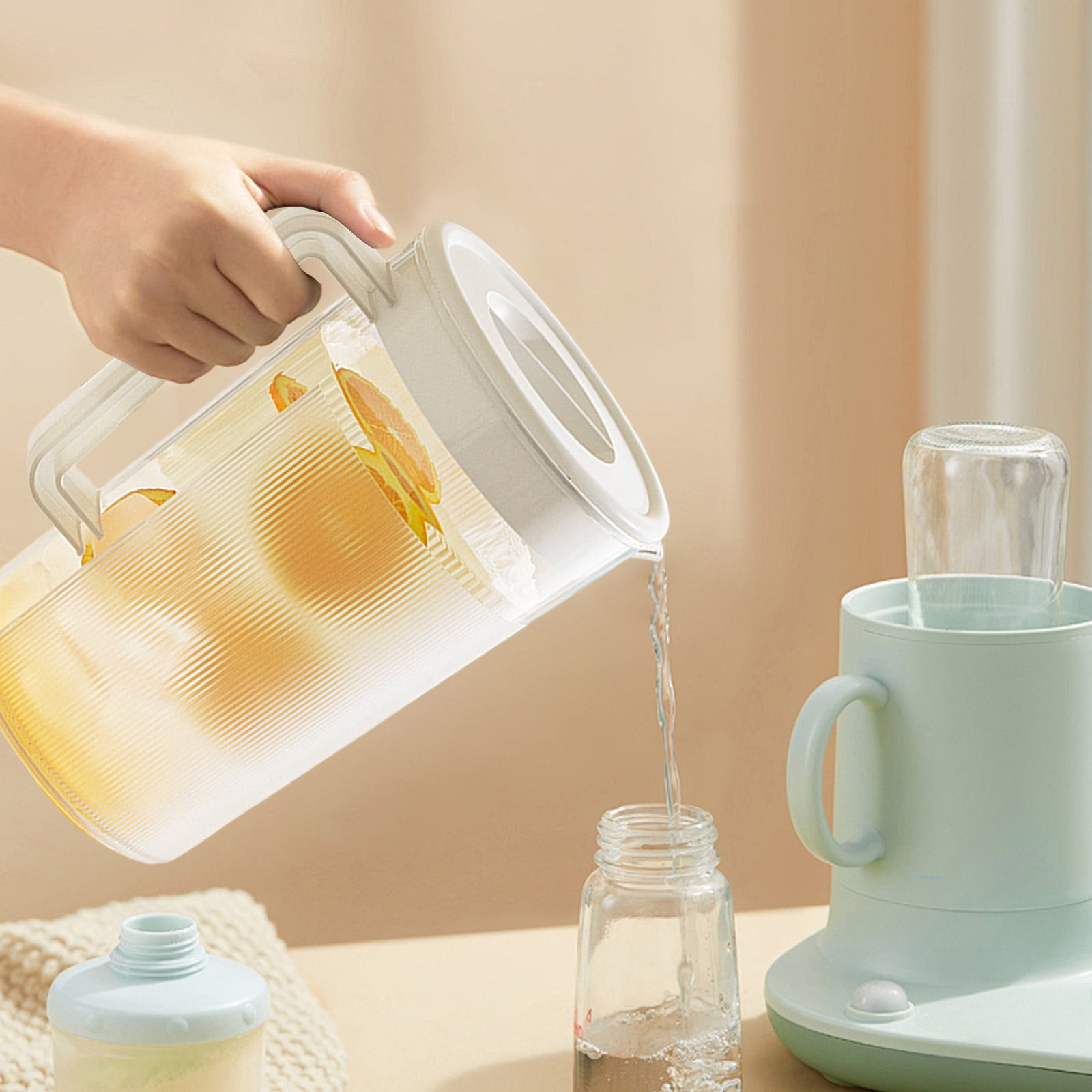 PALIFEUR Water Pitcher with Lid, 2 L Plastic Pitcher for Tea & Juice Water, Hot/Cold Water Jug, Tea Pitcher, Juice Pitcher, 13.5 x 7.2 x 4.7 Inch Z-7-White - Image 6