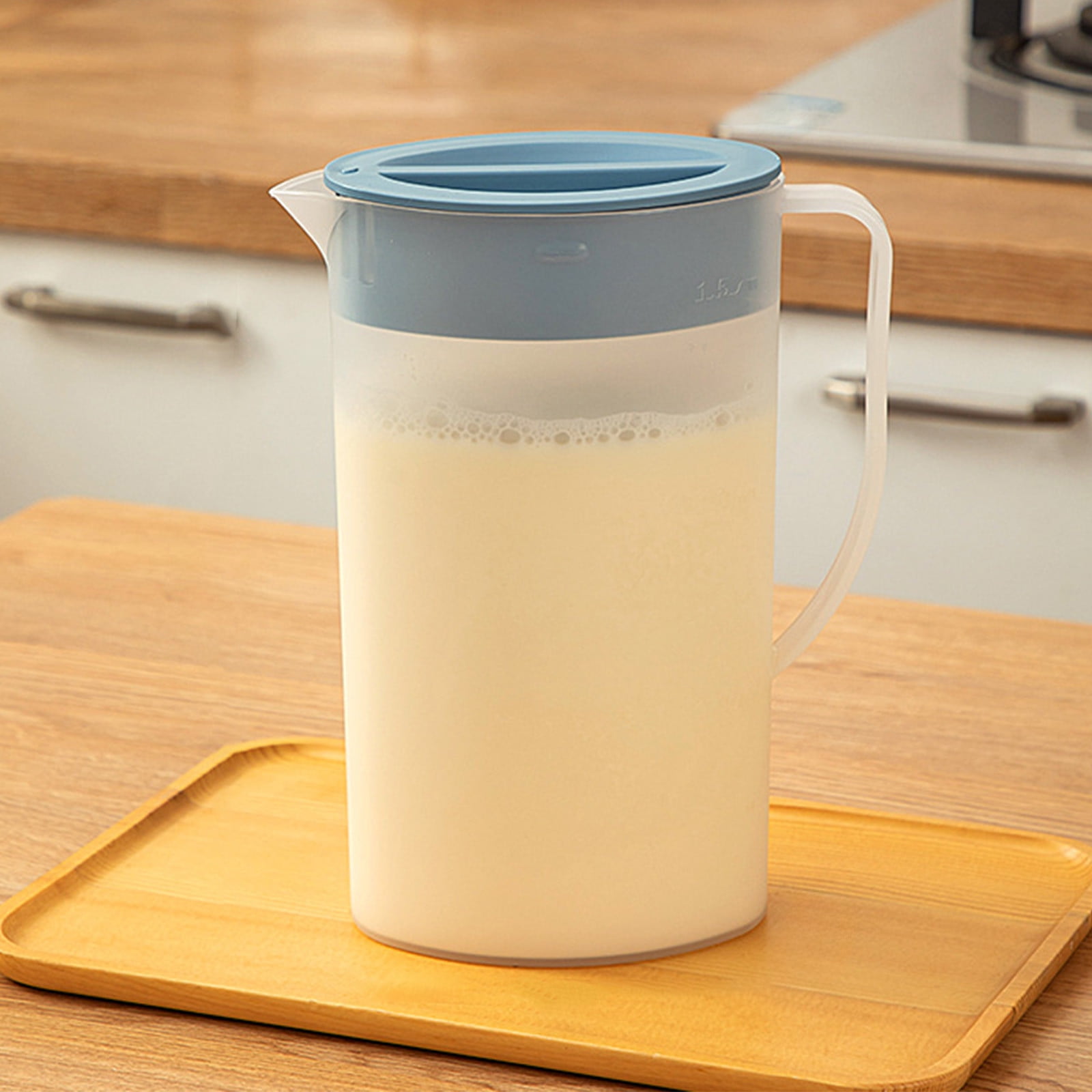PALIFEUR Water Pitcher with Lid, 2 L Plastic Pitcher for Tea & Juice Water, Hot/Cold Water Jug, Tea Pitcher, Juice Pitcher, 13.5 x 7.2 x 4.7 Inch Z-8-Blue - Image 1