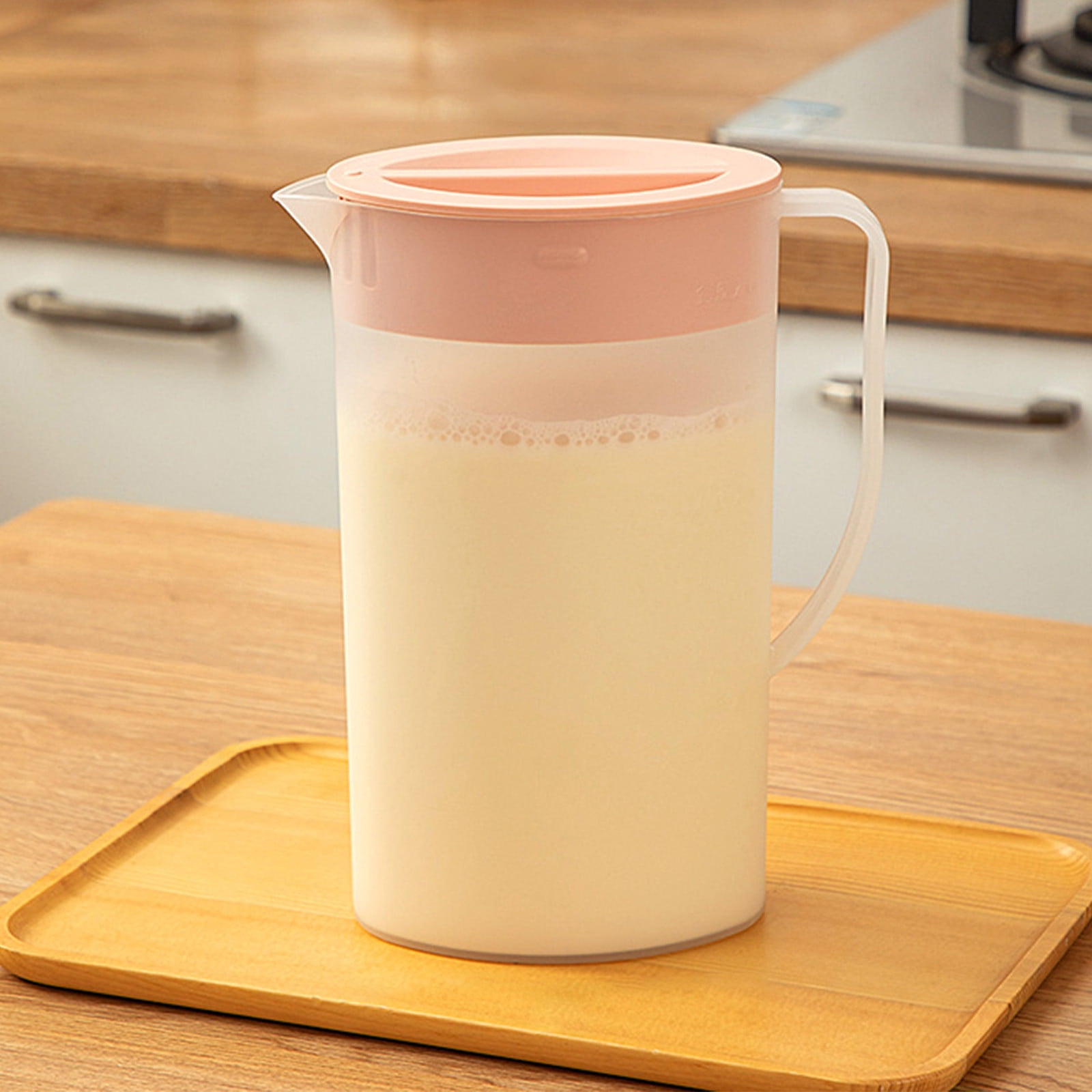 PALIFEUR Water Pitcher with Lid, 2 L Plastic Pitcher for Tea & Juice Water, Hot/Cold Water Jug, Tea Pitcher, Juice Pitcher, 13.5 x 7.2 x 4.7 Inch Z-8-Pink - Image 1