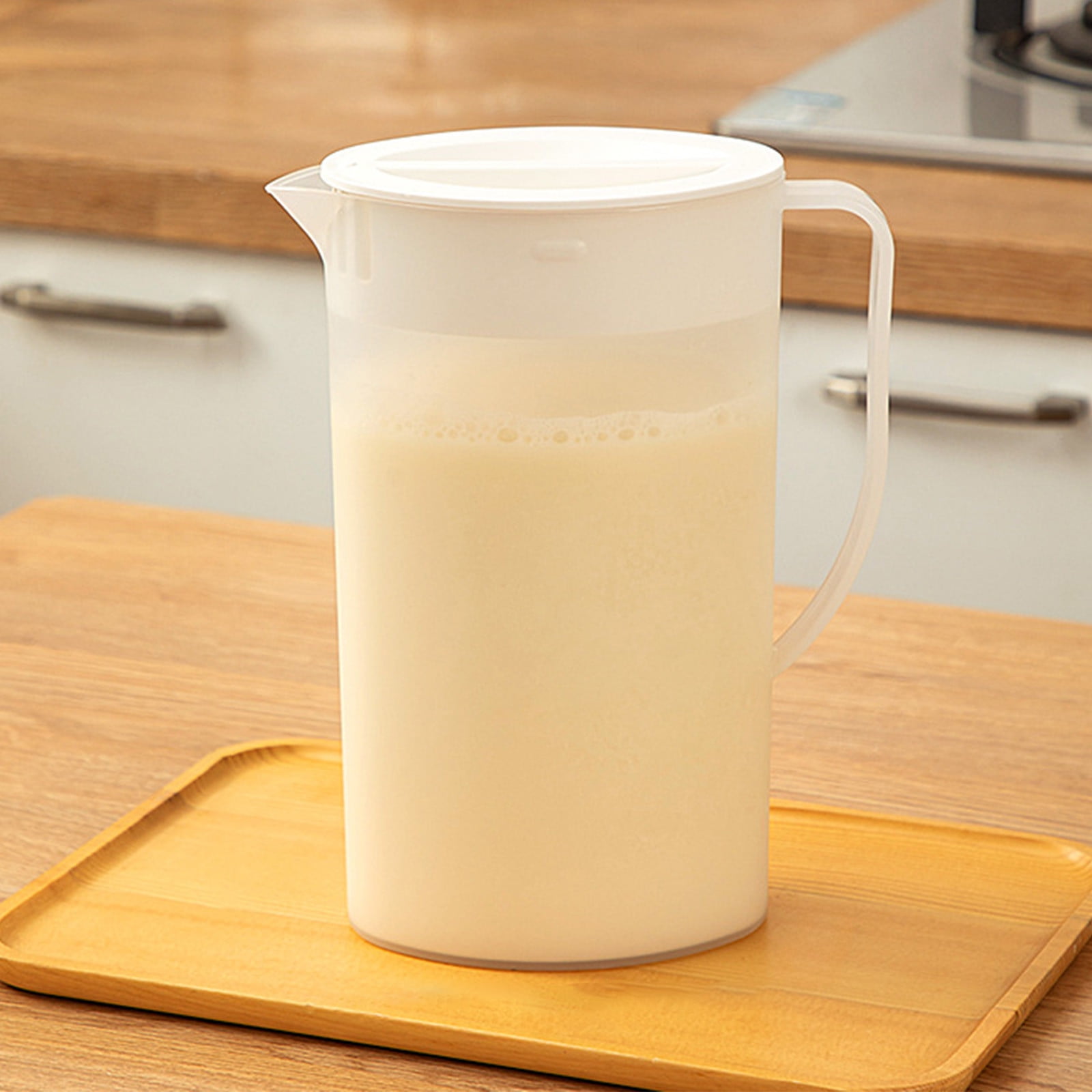 PALIFEUR Water Pitcher with Lid, 2 L Plastic Pitcher for Tea & Juice Water, Hot/Cold Water Jug, Tea Pitcher, Juice Pitcher, 13.5 x 7.2 x 4.7 Inch Z-8-White - Image 1