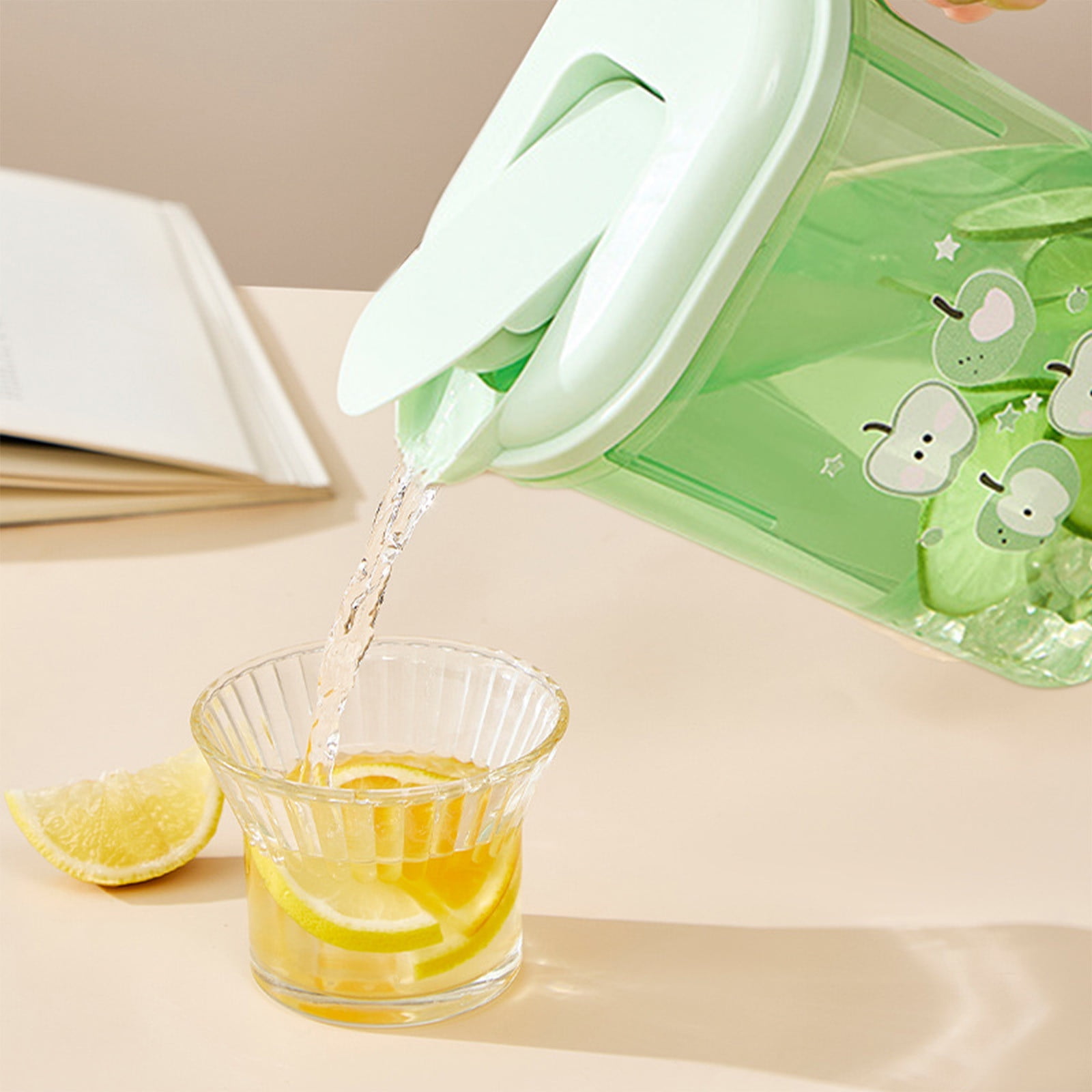 PALIFEUR Water Pitcher with Lid, 2 L Plastic Pitcher for Tea & Juice Water, Hot/Cold Water Jug, Tea Pitcher, Juice Pitcher, 13.5 x 7.2 x 4.7 Inch Z-9-Green - Image 5