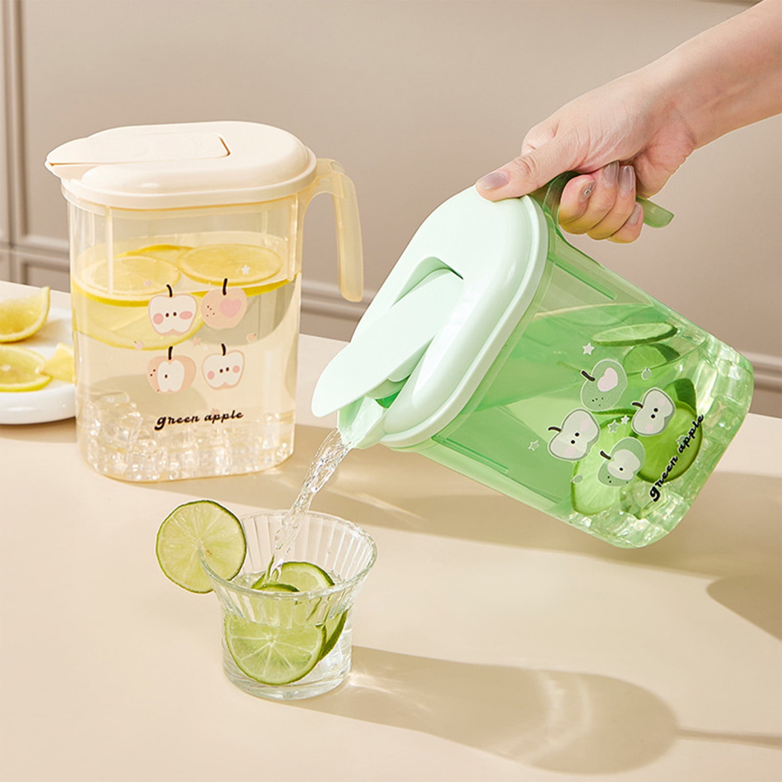 PALIFEUR Water Pitcher with Lid, 2 L Plastic Pitcher for Tea & Juice Water, Hot/Cold Water Jug, Tea Pitcher, Juice Pitcher, 13.5 x 7.2 x 4.7 Inch Z-9-Green - Image 7