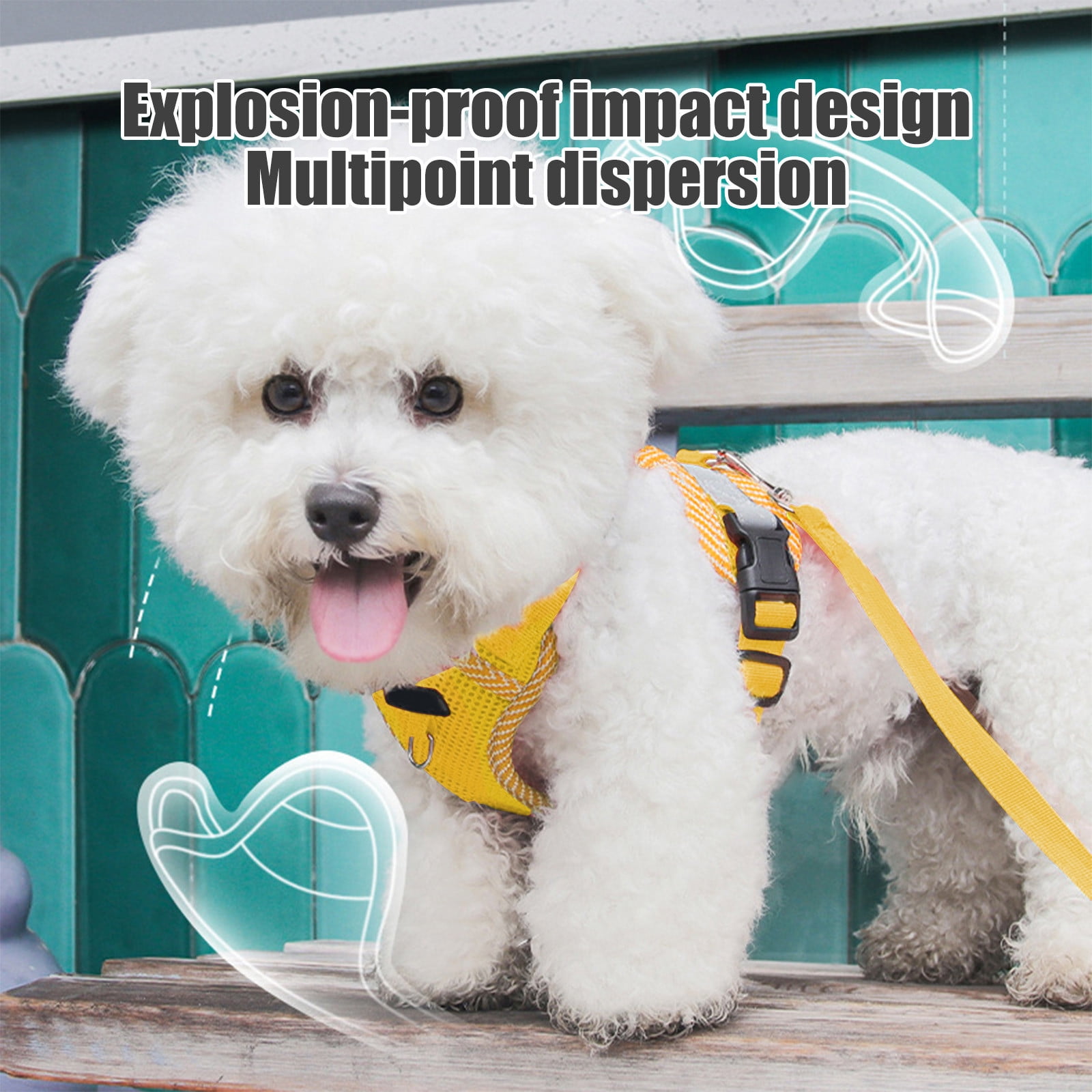 Tyidzon Small Dog Harness with Pet Lead, Puppy Harness Reflective Step-in Puppy Pet Harnesses for Small Medium Dogs and Cats Yellow - Image 6