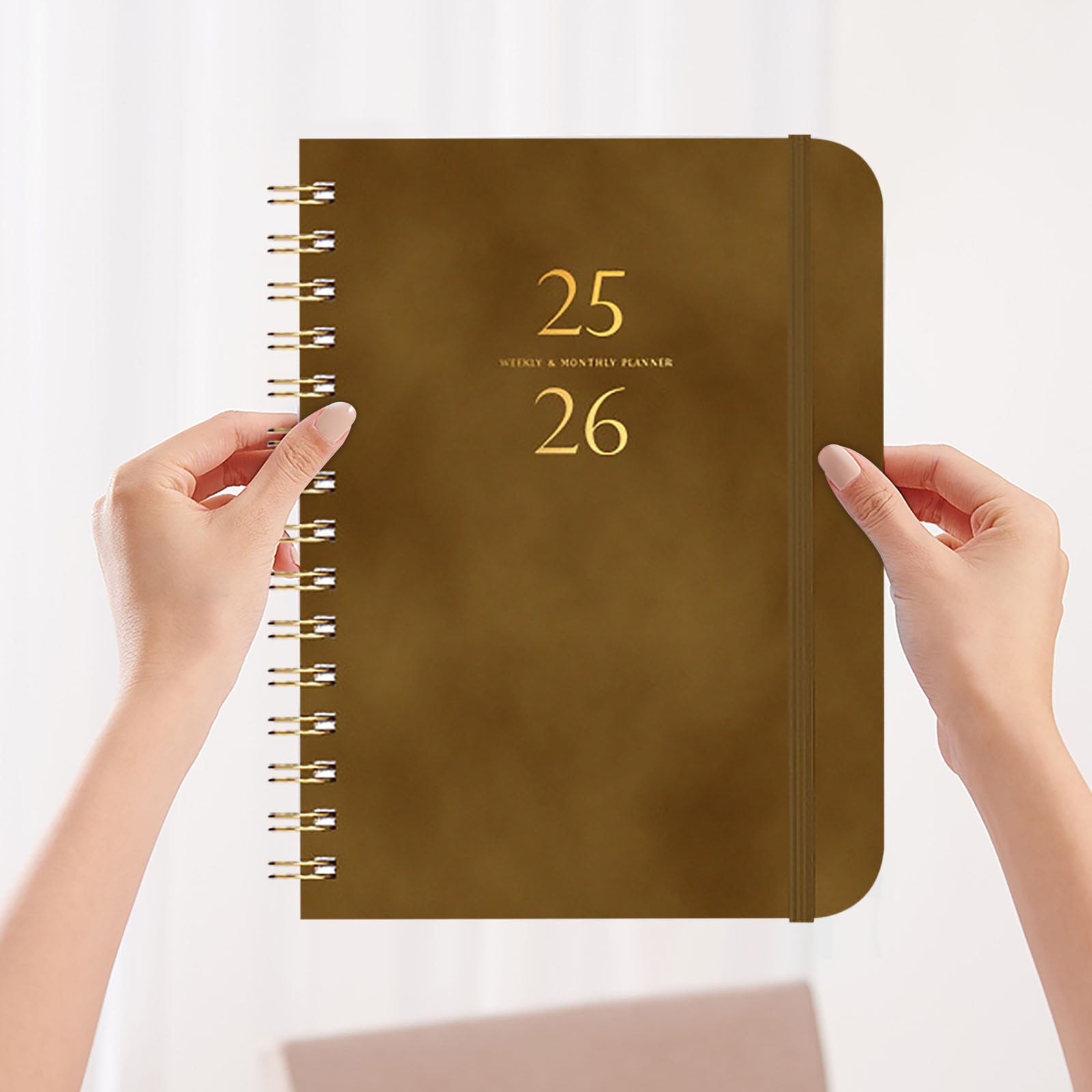 Xuniizn Academic Planner 2025-2026, Daily, Weekly & Monthly Planner, Journaling Notebooks for Work, Spiral Notebook, Twin-Wire Binding Day and Weekly Agenda for Work, Daily Planner Brown - Image 4