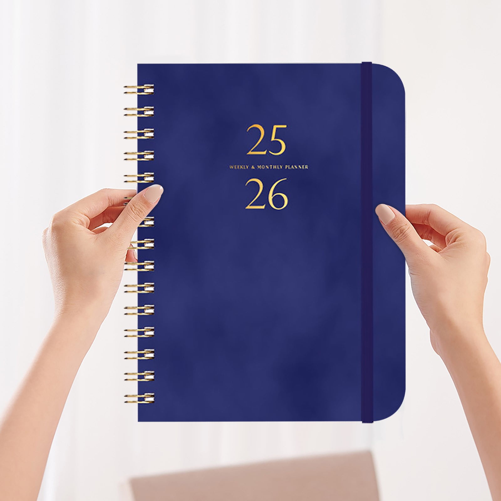 Xuniizn Academic Planner 2025-2026, Daily, Weekly & Monthly Planner, Journaling Notebooks for Work, Spiral Notebook, Twin-Wire Binding Day and Weekly Agenda for Work, Daily Planner Dark Blue - Image 1