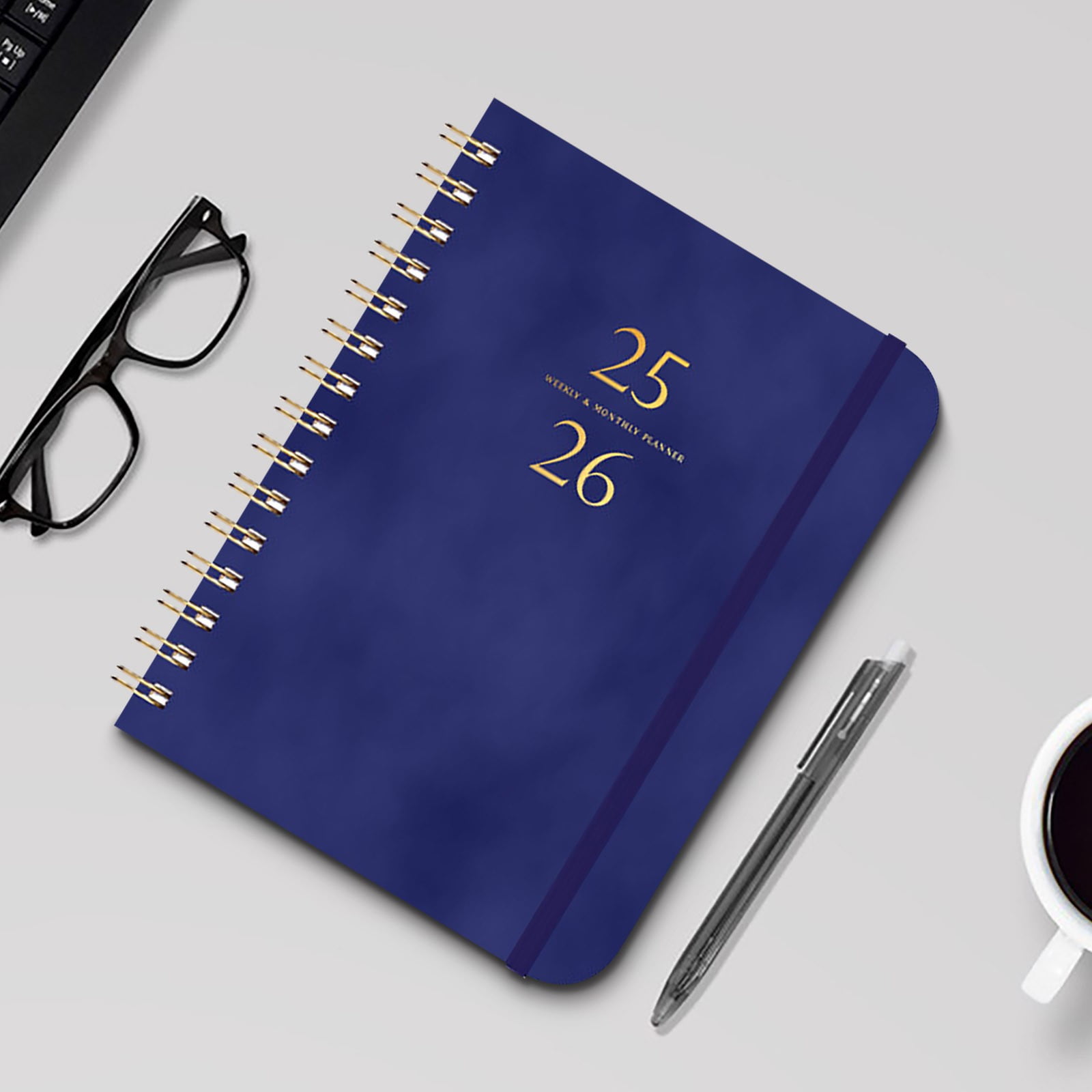 Xuniizn Academic Planner 2025-2026, Daily, Weekly & Monthly Planner, Journaling Notebooks for Work, Spiral Notebook, Twin-Wire Binding Day and Weekly Agenda for Work, Daily Planner Dark Blue - Image 4