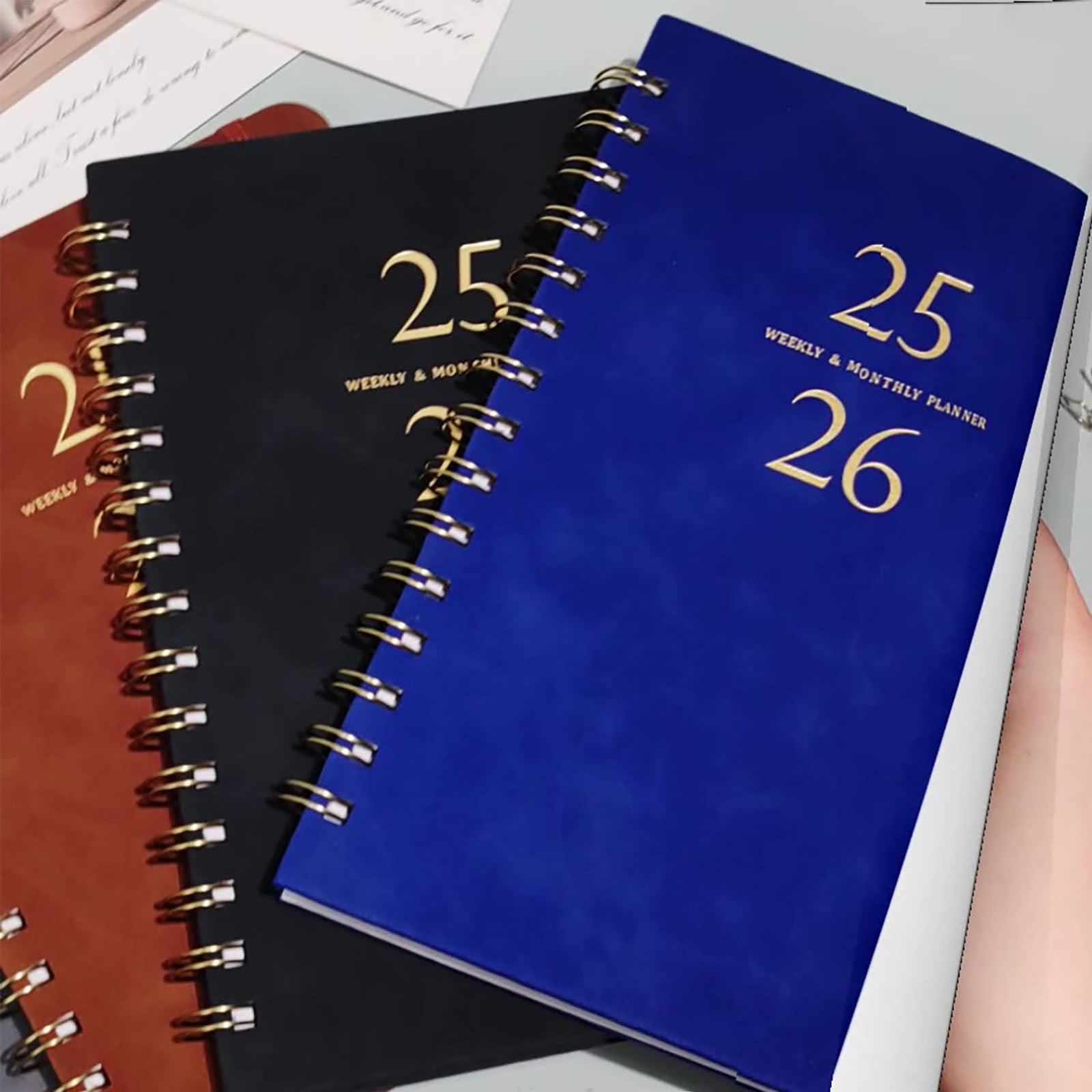 Xuniizn Academic Planner 2025-2026, Daily, Weekly & Monthly Planner, Journaling Notebooks for Work, Spiral Notebook, Twin-Wire Binding Day and Weekly Agenda for Work, Daily Planner Dark Blue - Image 6