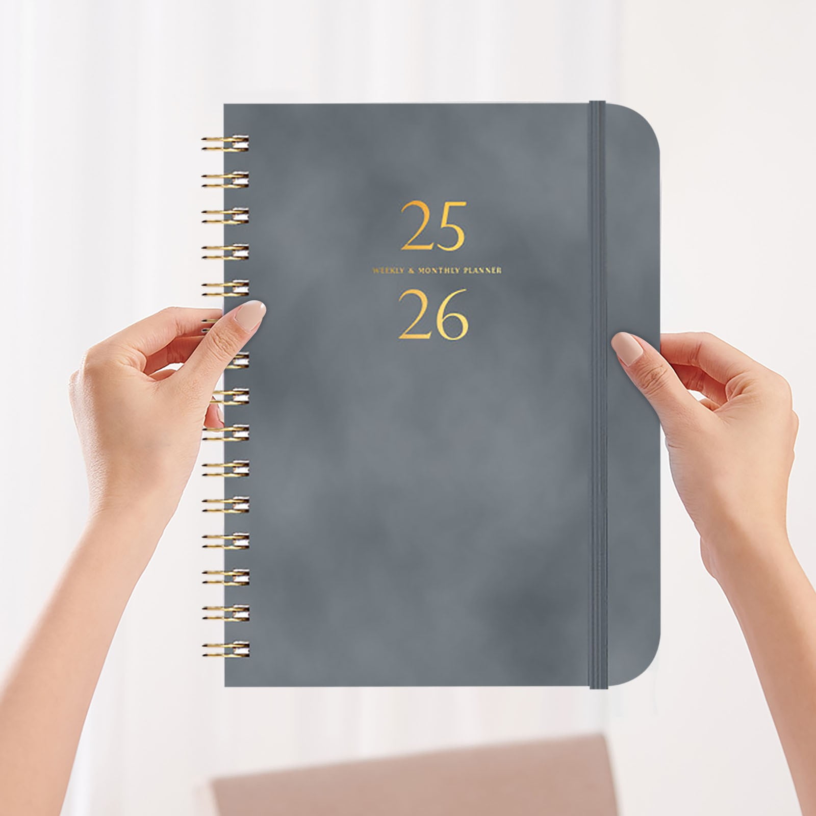 Xuniizn Academic Planner 2025-2026, Daily, Weekly & Monthly Planner, Journaling Notebooks for Work, Spiral Notebook, Twin-Wire Binding Day and Weekly Agenda for Work, Daily Planner Gray - Image 1