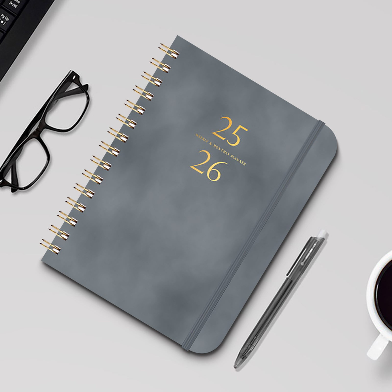 Xuniizn Academic Planner 2025-2026, Daily, Weekly & Monthly Planner, Journaling Notebooks for Work, Spiral Notebook, Twin-Wire Binding Day and Weekly Agenda for Work, Daily Planner Gray - Image 4