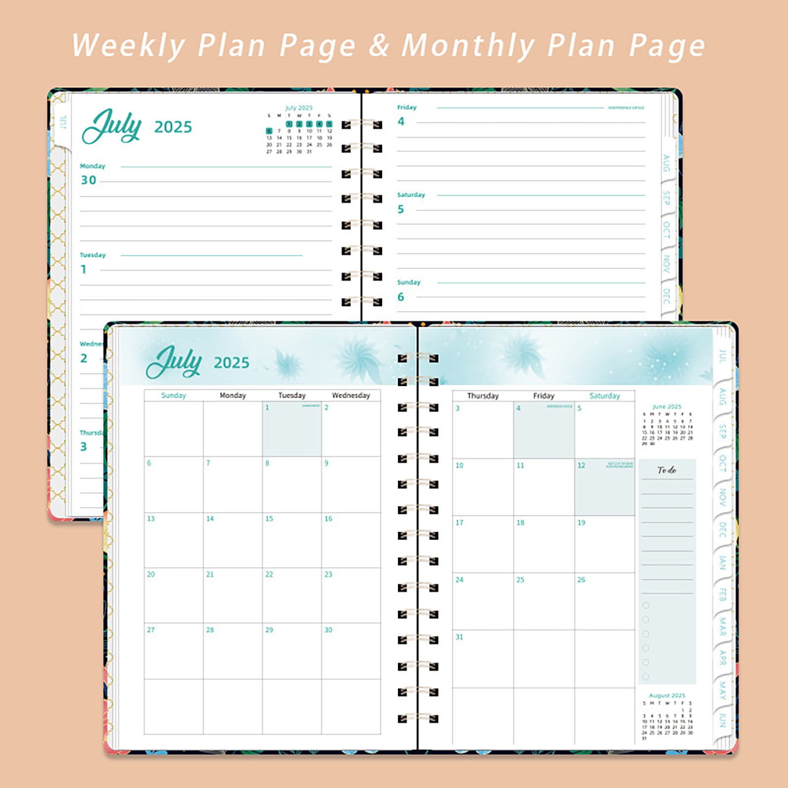 Xuniizn Academic Planner 2025-2026, Daily, Weekly & Monthly Planner, Journaling Notebooks for Work, Spiral Notebook, Twin-Wire Binding Day and Weekly Agenda for Work, Daily Planner Pink - Image 7