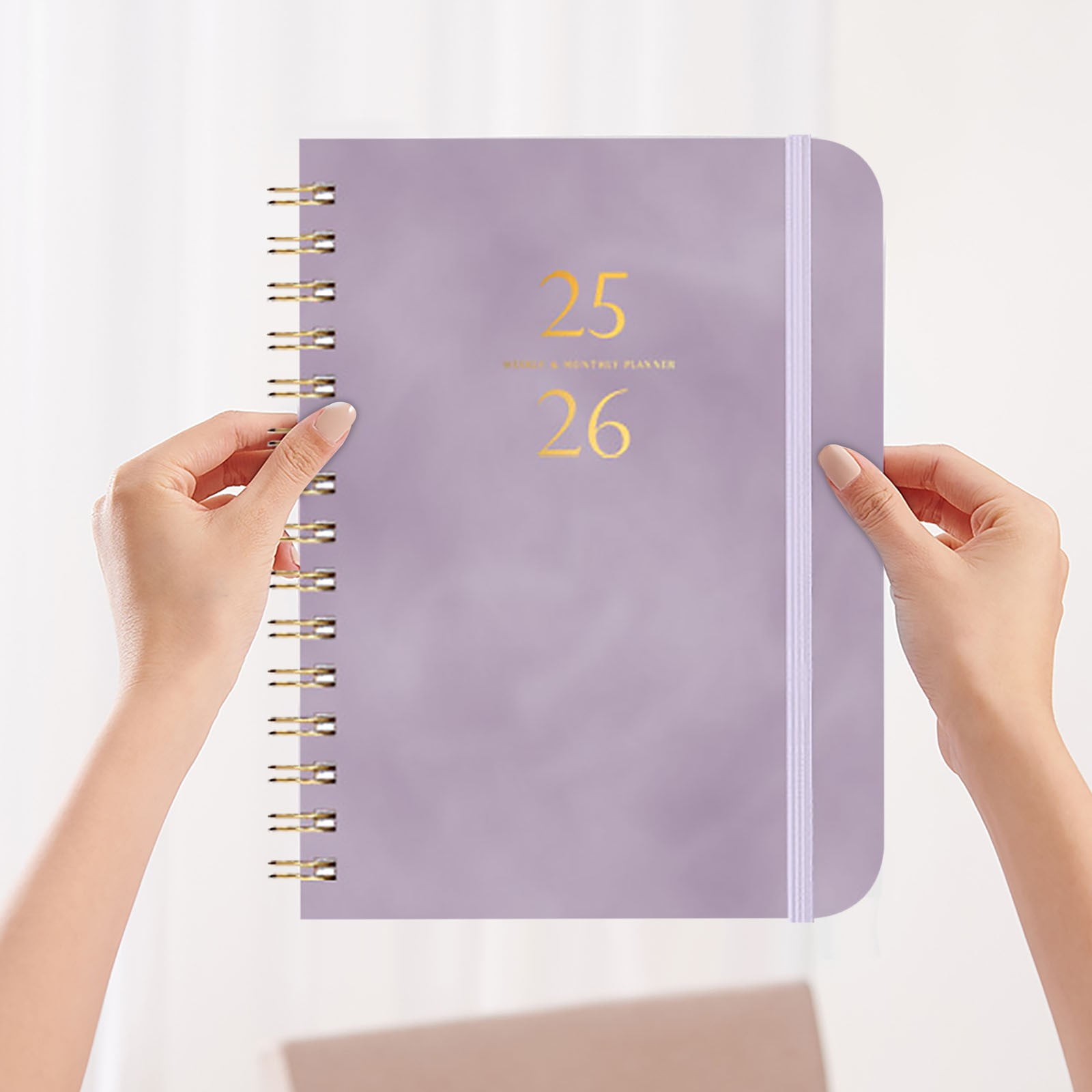 Xuniizn Academic Planner 2025-2026, Daily, Weekly & Monthly Planner, Journaling Notebooks for Work, Spiral Notebook, Twin-Wire Binding Day and Weekly Agenda for Work, Daily Planner Purple - Image 1