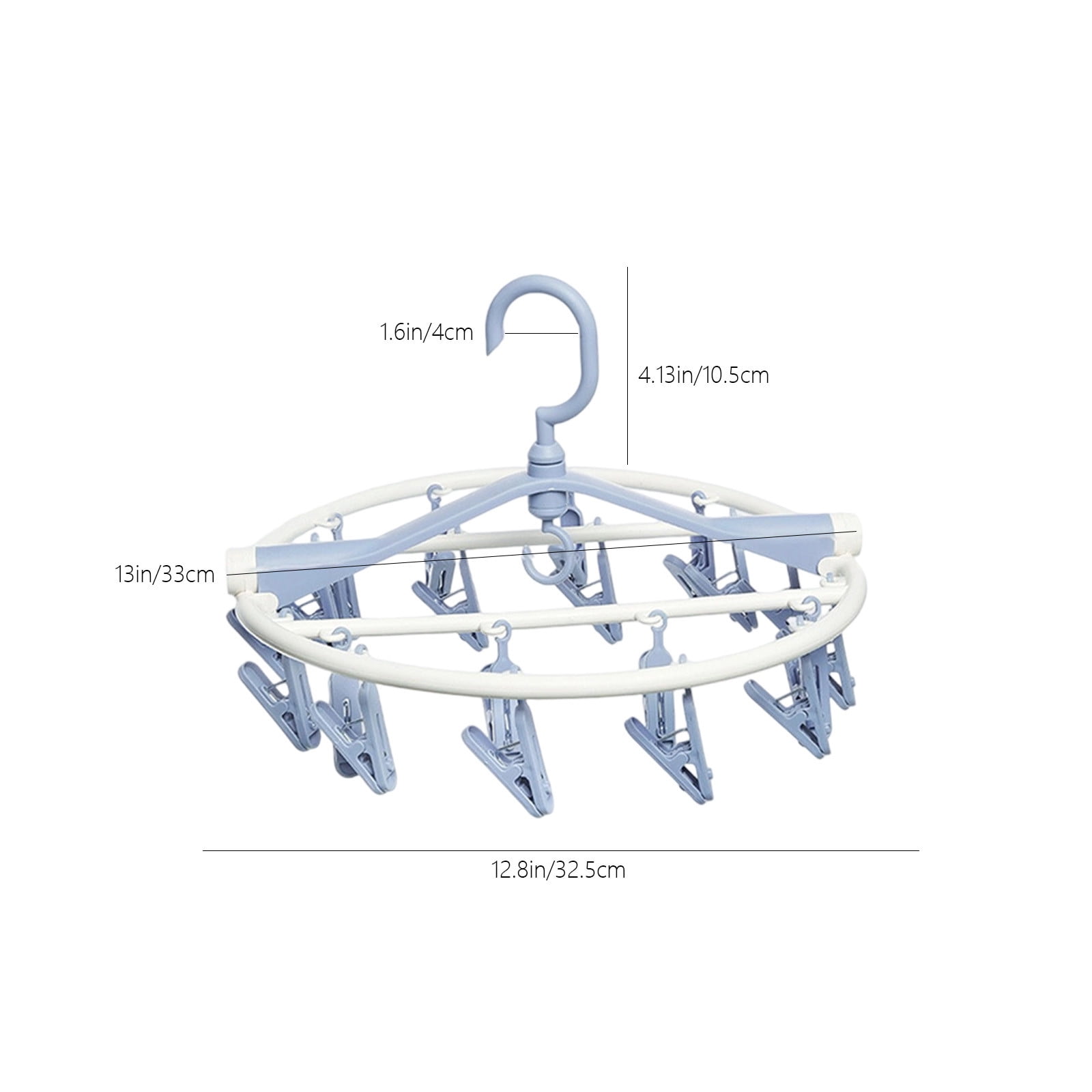 Tyidzon Drying Rack Clothing Hanging Clothes Drying Rack with 20 Clips, Heavy Duty Round Clothes Hangers Clothes Rack for Drying Towel, Sock, Hat, Scarf Blue - Image 2