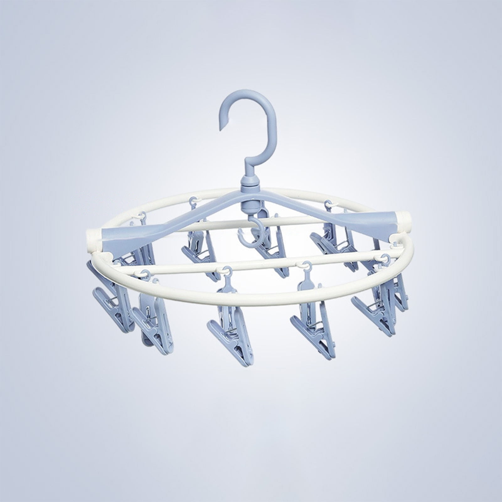 Tyidzon Drying Rack Clothing Hanging Clothes Drying Rack with 20 Clips, Heavy Duty Round Clothes Hangers Clothes Rack for Drying Towel, Sock, Hat, Scarf Blue - Image 5