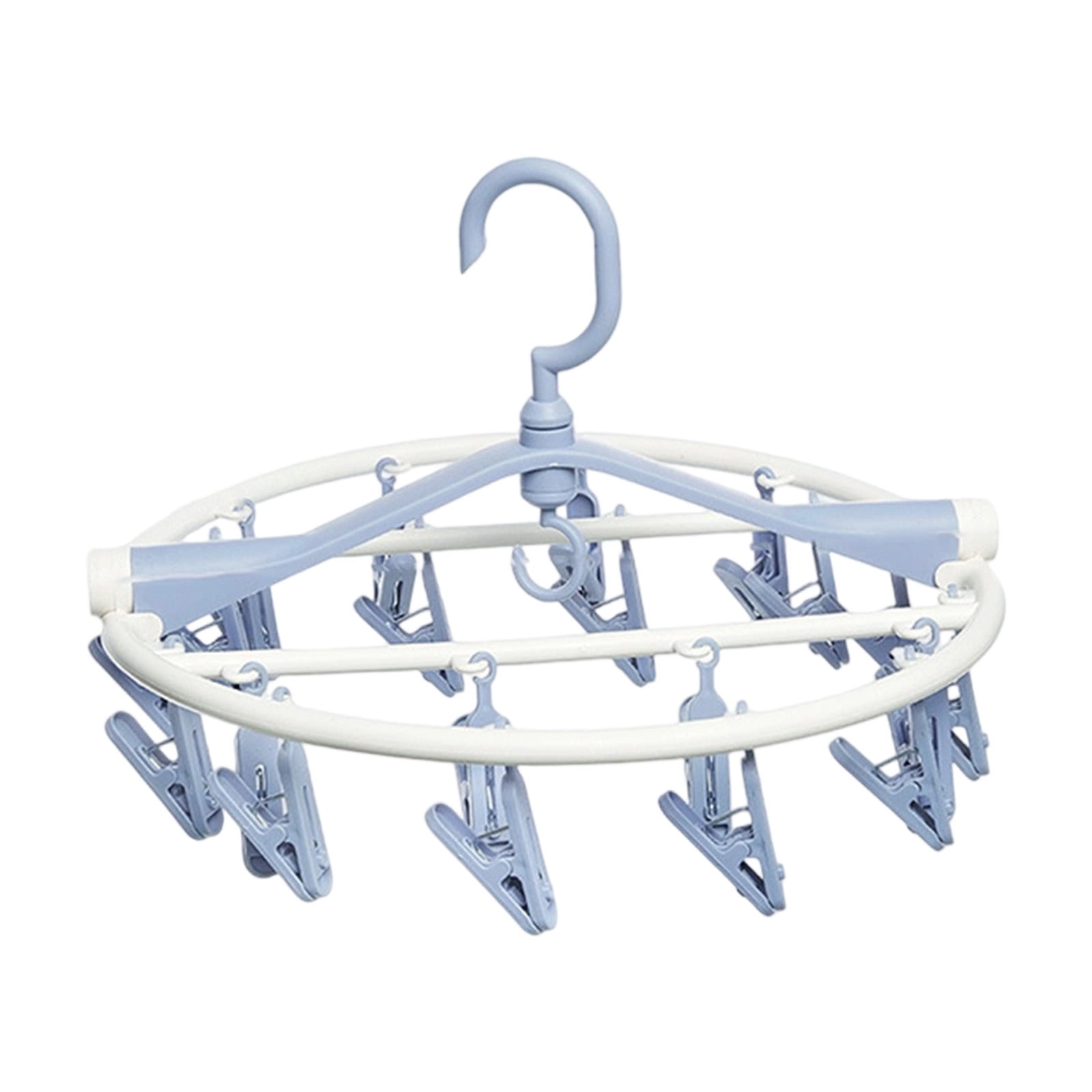 Tyidzon Drying Rack Clothing Hanging Clothes Drying Rack with 20 Clips, Heavy Duty Round Clothes Hangers Clothes Rack for Drying Towel, Sock, Hat, Scarf Blue - Image 6