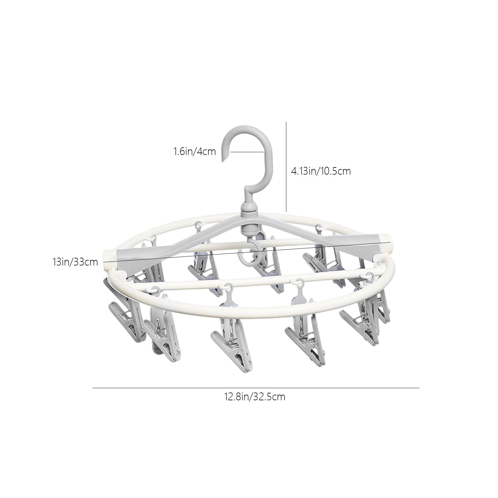 Tyidzon Drying Rack Clothing Hanging Clothes Drying Rack with 20 Clips, Heavy Duty Round Clothes Hangers Clothes Rack for Drying Towel, Sock, Hat, Scarf Gray - Image 2