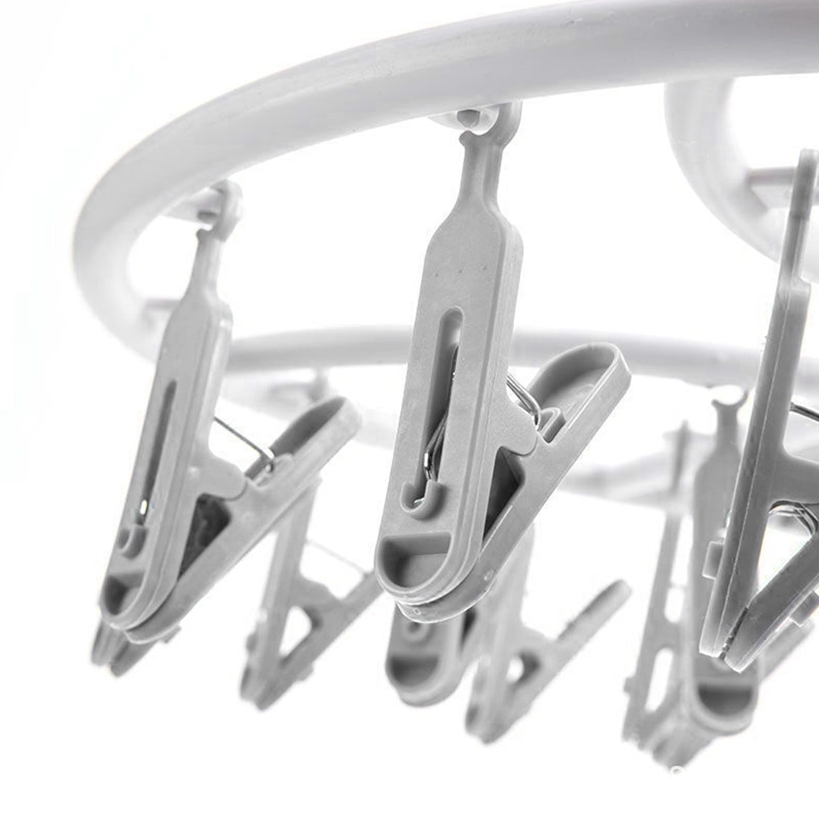 Tyidzon Drying Rack Clothing Hanging Clothes Drying Rack with 20 Clips, Heavy Duty Round Clothes Hangers Clothes Rack for Drying Towel, Sock, Hat, Scarf Gray - Image 4