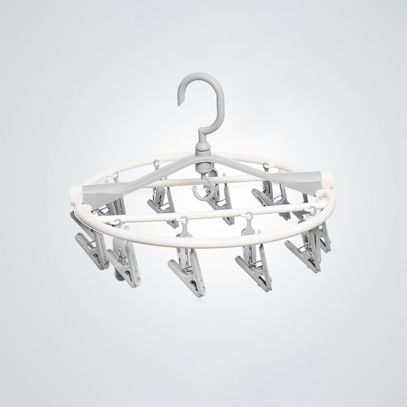 Tyidzon Drying Rack Clothing Hanging Clothes Drying Rack with 20 Clips, Heavy Duty Round Clothes Hangers Clothes Rack for Drying Towel, Sock, Hat, Scarf Gray - Image 5