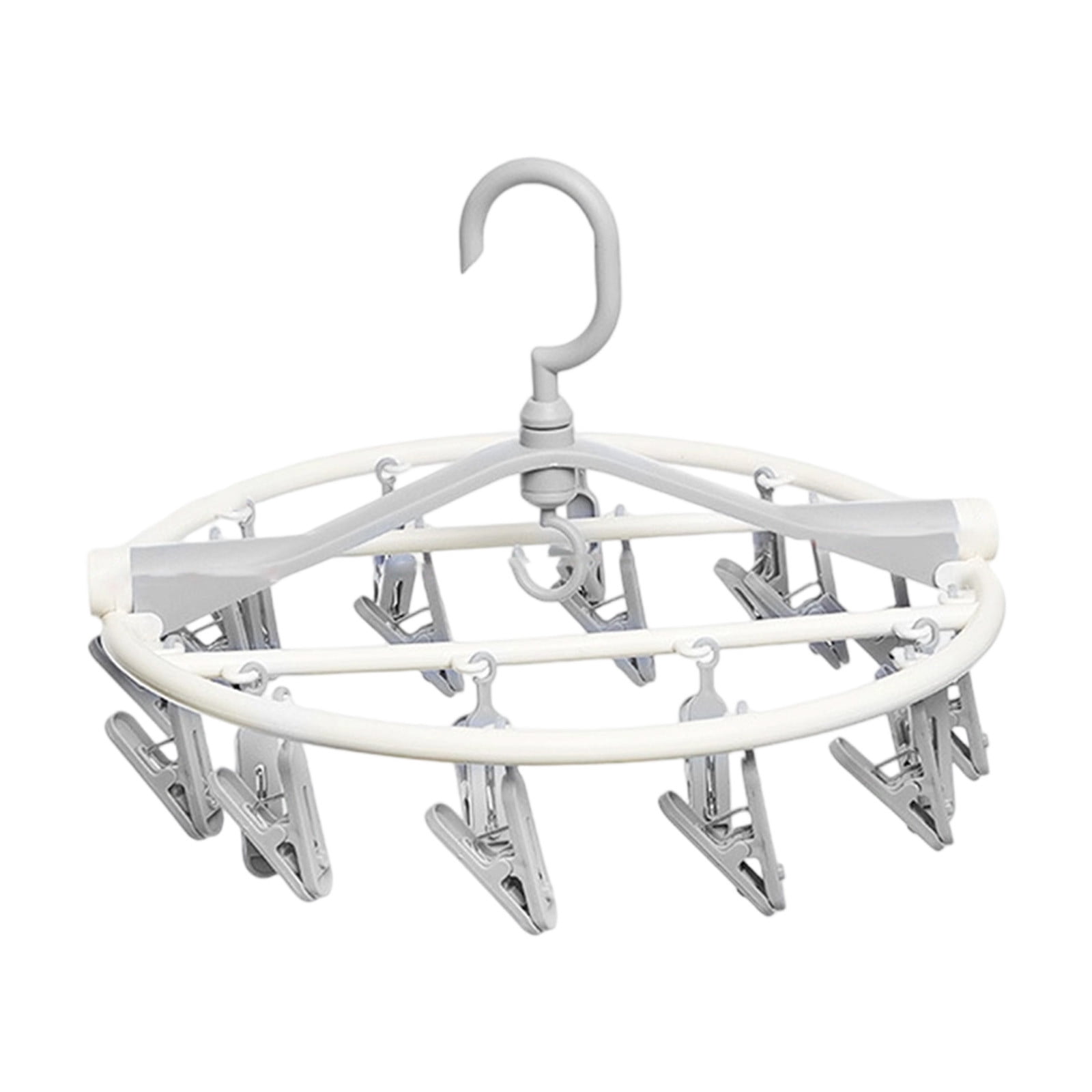 Tyidzon Drying Rack Clothing Hanging Clothes Drying Rack with 20 Clips, Heavy Duty Round Clothes Hangers Clothes Rack for Drying Towel, Sock, Hat, Scarf Gray - Image 6