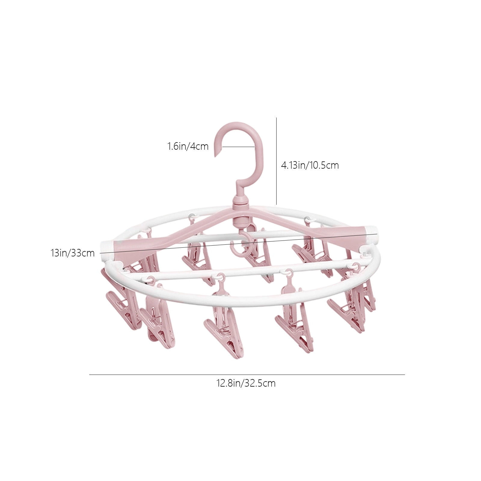 Tyidzon Drying Rack Clothing Hanging Clothes Drying Rack with 20 Clips, Heavy Duty Round Clothes Hangers Clothes Rack for Drying Towel, Sock, Hat, Scarf Pink - Image 2