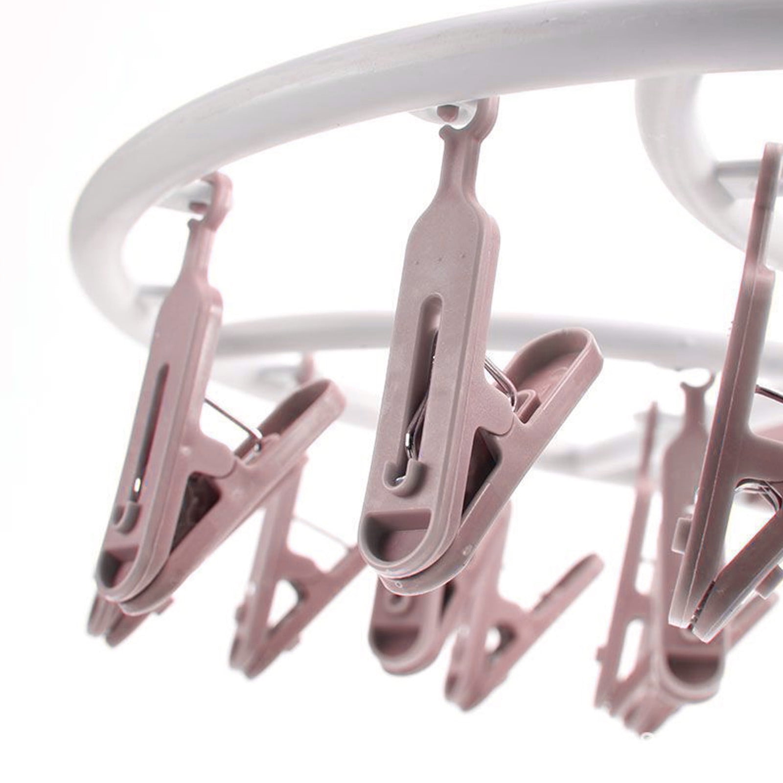 Tyidzon Drying Rack Clothing Hanging Clothes Drying Rack with 20 Clips, Heavy Duty Round Clothes Hangers Clothes Rack for Drying Towel, Sock, Hat, Scarf Pink - Image 4