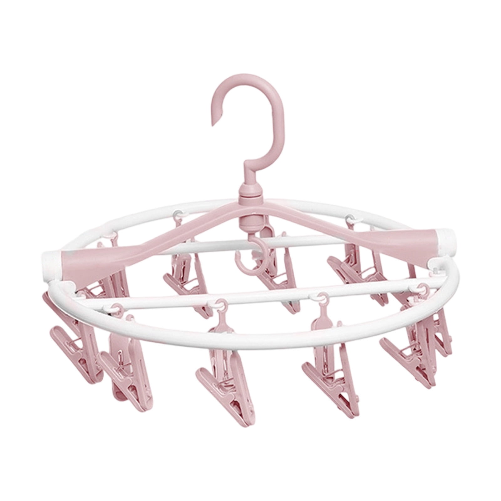 Tyidzon Drying Rack Clothing Hanging Clothes Drying Rack with 20 Clips, Heavy Duty Round Clothes Hangers Clothes Rack for Drying Towel, Sock, Hat, Scarf Pink - Image 6