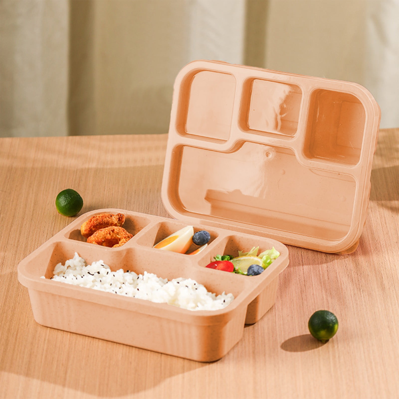 Xuniizn Bento Box Adult Lunch Box, Containers for Adults Men Women, Lunchable Food Container with Utensils, Sauce Jar, Muffin Liners, Microwave & Dishwasher Safe Beige - Image 2
