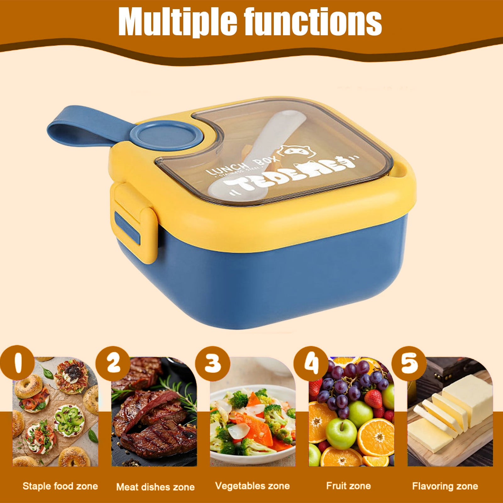 Xuniizn Bento Box Adult Lunch Box, Containers for Adults Men Women, Lunchable Food Container with Utensils, Sauce Jar, Muffin Liners, Microwave & Dishwasher Safe Blue#2 - Image 6