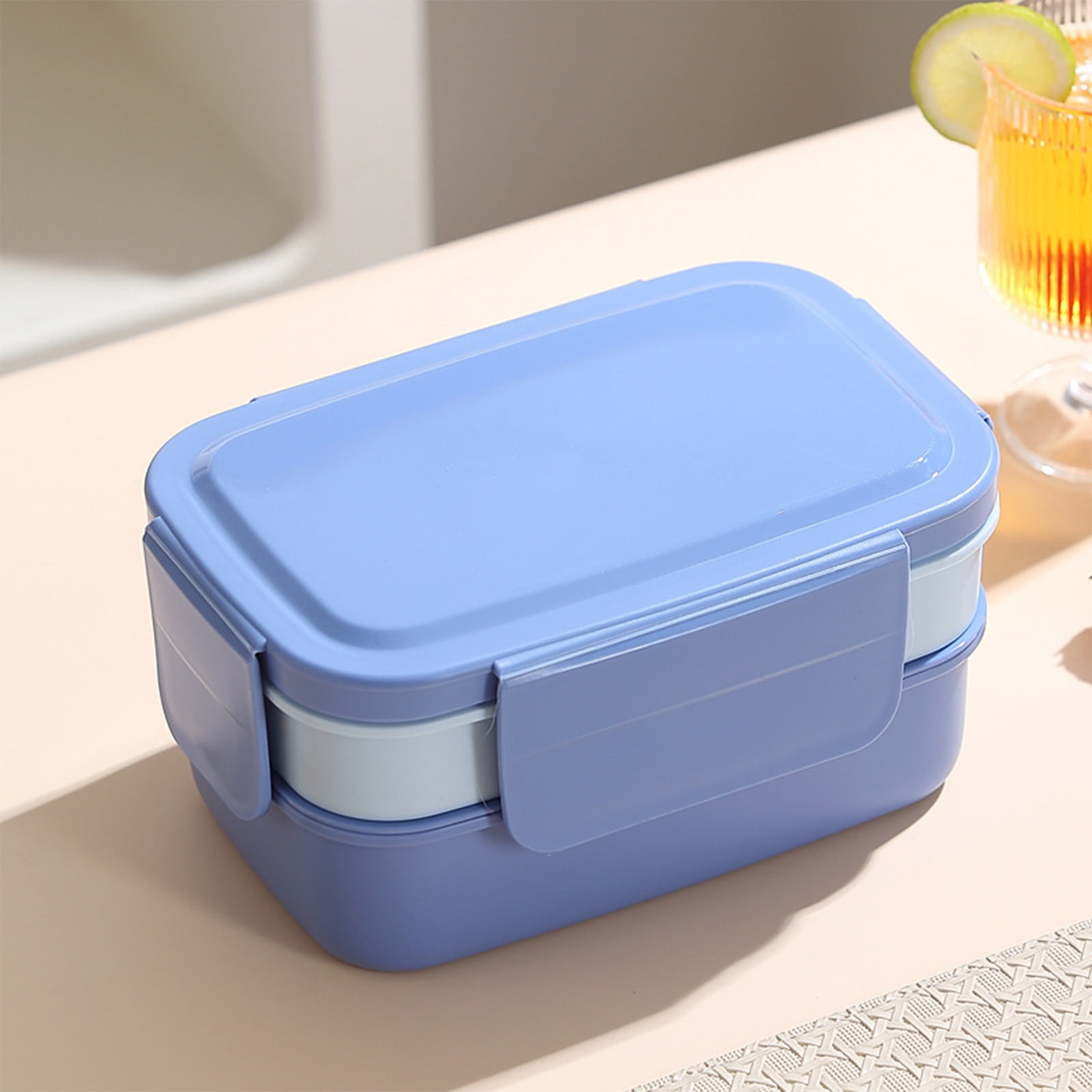 Xuniizn Bento Box Adult Lunch Box, Containers for Adults Men Women, Lunchable Food Container with Utensils, Sauce Jar, Muffin Liners, Microwave & Dishwasher Safe Blue#5 - Image 2
