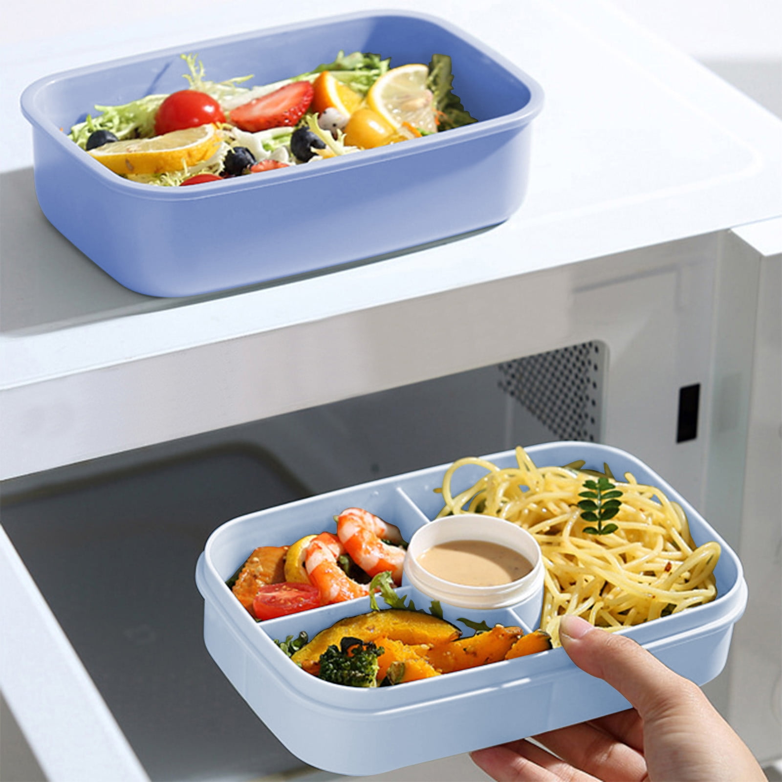 Xuniizn Bento Box Adult Lunch Box, Containers for Adults Men Women, Lunchable Food Container with Utensils, Sauce Jar, Muffin Liners, Microwave & Dishwasher Safe Blue#5 - Image 7