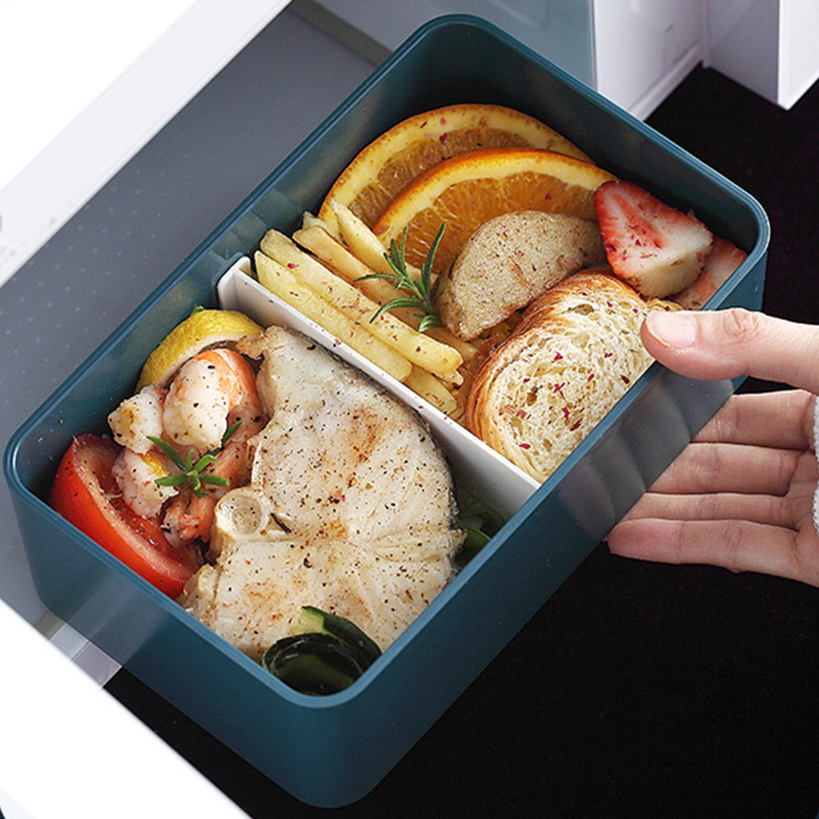 Xuniizn Bento Box Adult Lunch Box, Containers for Adults Men Women, Lunchable Food Container with Utensils, Sauce Jar, Muffin Liners, Microwave & Dishwasher Safe Blue#8 - Image 6