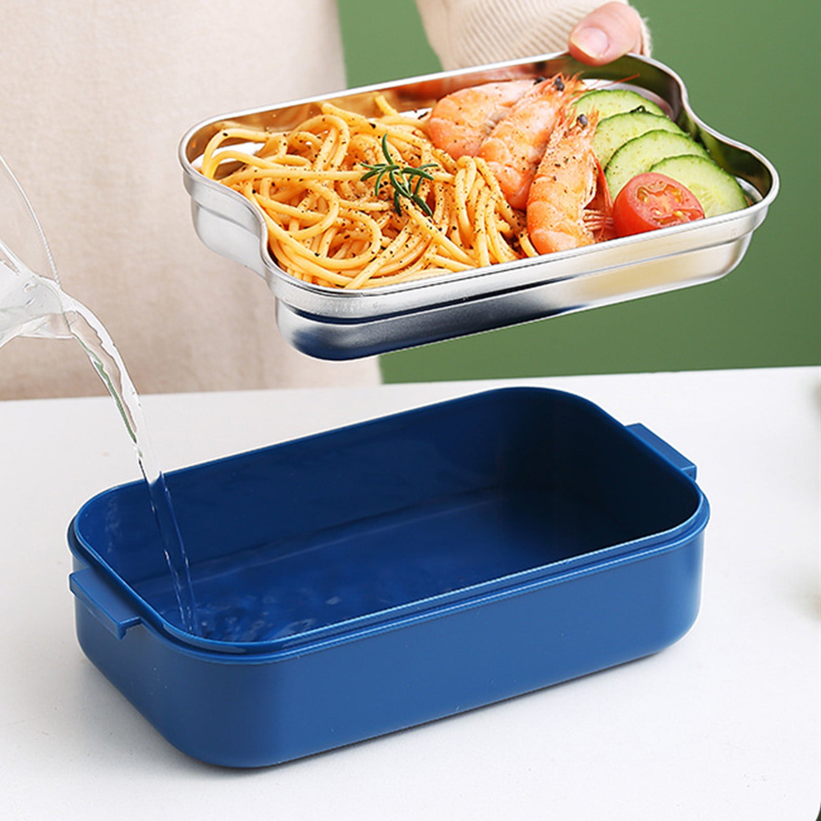 Xuniizn Bento Box Adult Lunch Box, Containers for Adults Men Women, Lunchable Food Container with Utensils, Sauce Jar, Muffin Liners, Microwave & Dishwasher Safe Blue#9 - Image 7
