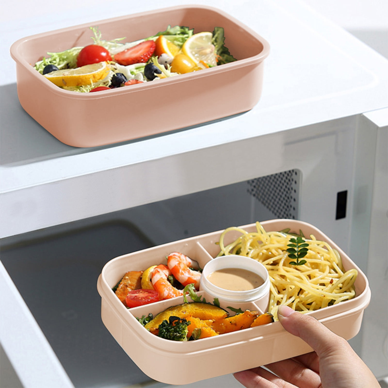 Xuniizn Bento Box Adult Lunch Box, Containers for Adults Men Women, Lunchable Food Container with Utensils, Sauce Jar, Muffin Liners, Microwave & Dishwasher Safe Brown - Image 5
