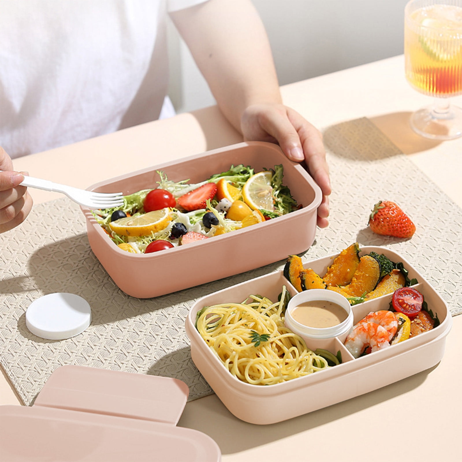 Xuniizn Bento Box Adult Lunch Box, Containers for Adults Men Women, Lunchable Food Container with Utensils, Sauce Jar, Muffin Liners, Microwave & Dishwasher Safe Brown - Image 7