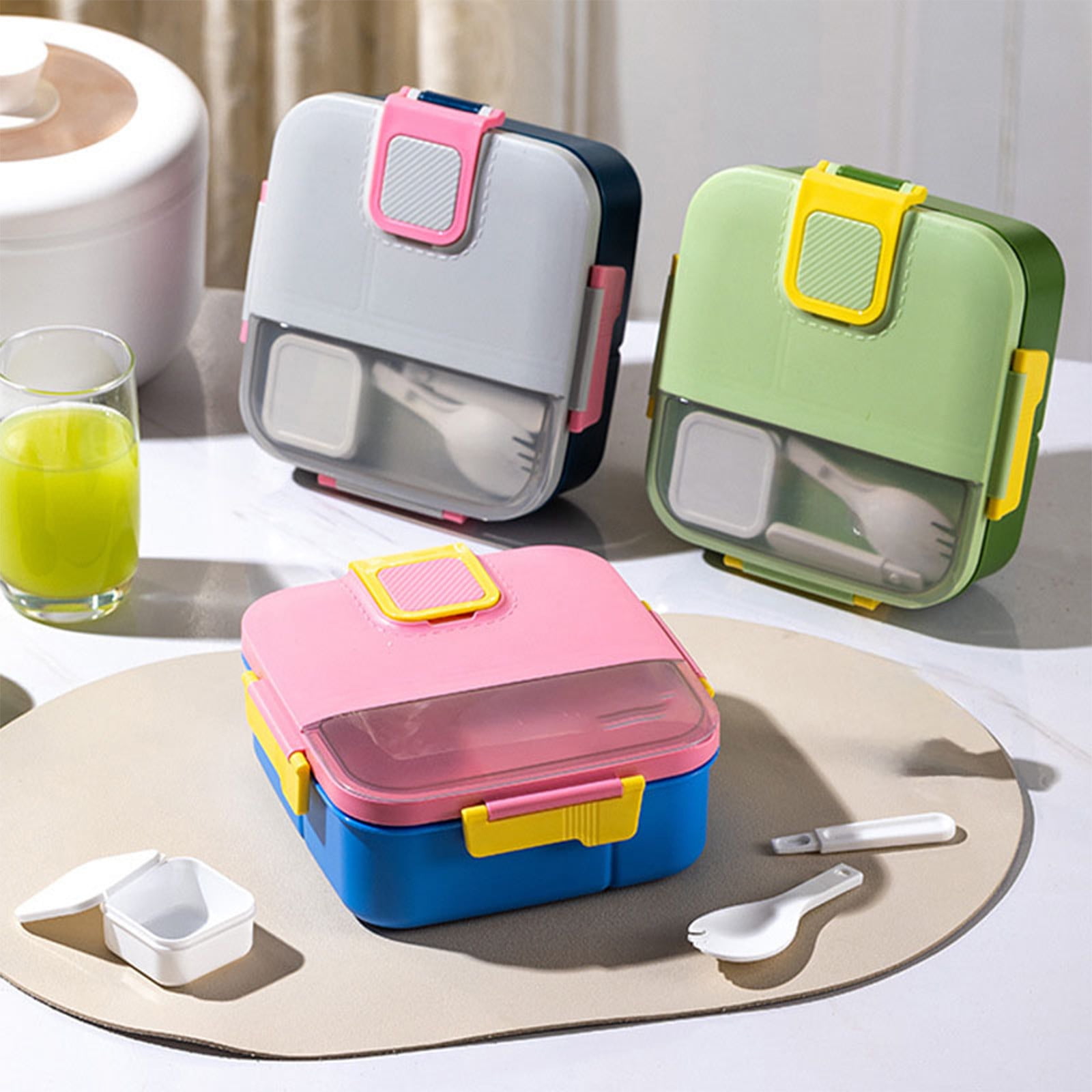Xuniizn Bento Box Adult Lunch Box, Containers for Adults Men Women, Lunchable Food Container with Utensils, Sauce Jar, Muffin Liners, Microwave & Dishwasher Safe Gray - Image 1