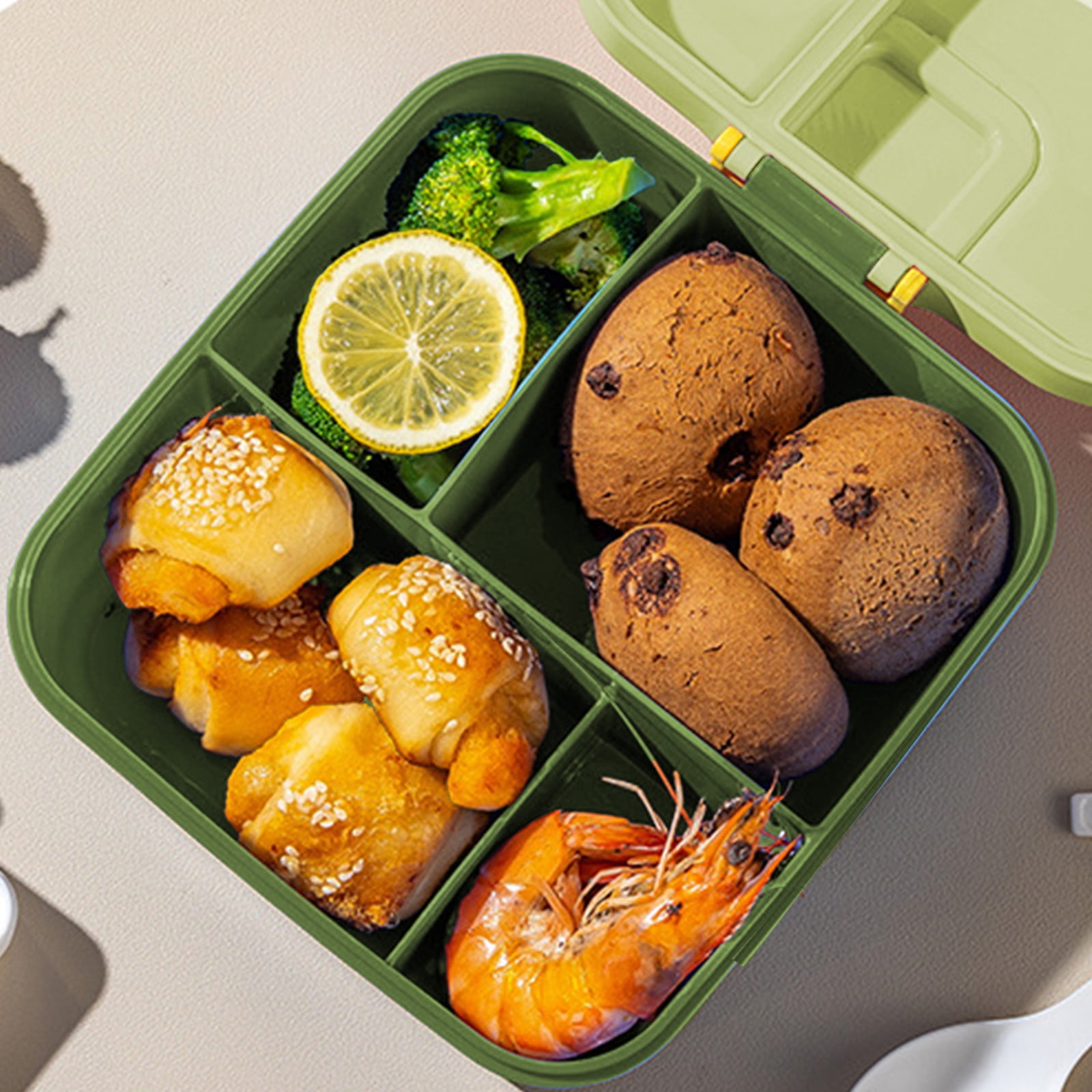 Xuniizn Bento Box Adult Lunch Box, Containers for Adults Men Women, Lunchable Food Container with Utensils, Sauce Jar, Muffin Liners, Microwave & Dishwasher Safe Green#1 - Image 7