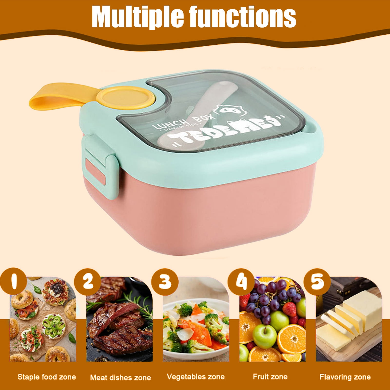 Xuniizn Bento Box Adult Lunch Box, Containers for Adults Men Women, Lunchable Food Container with Utensils, Sauce Jar, Muffin Liners, Microwave & Dishwasher Safe Pink#1 - Image 6
