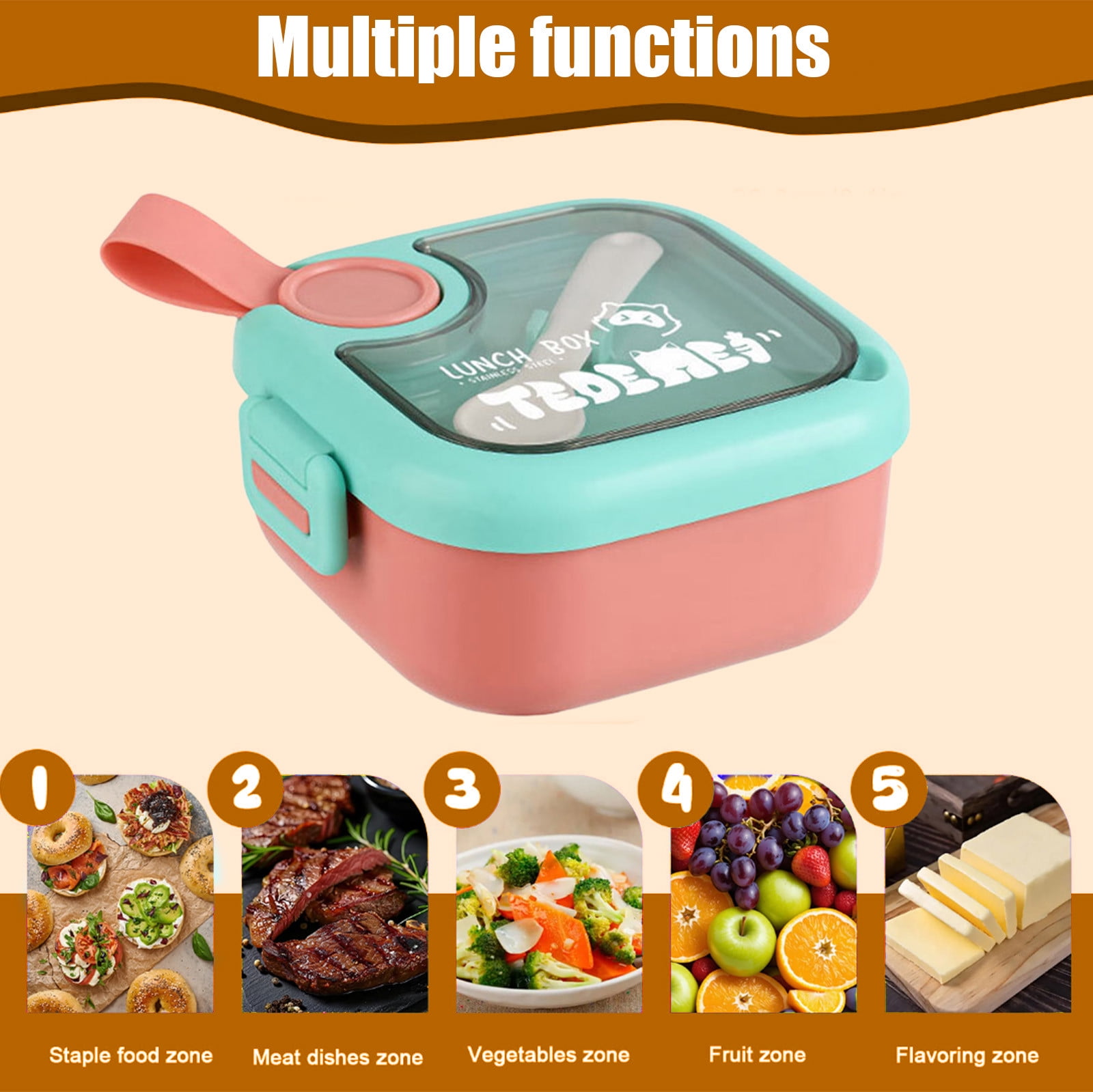 Xuniizn Bento Box Adult Lunch Box, Containers for Adults Men Women, Lunchable Food Container with Utensils, Sauce Jar, Muffin Liners, Microwave & Dishwasher Safe Pink#2 - Image 5