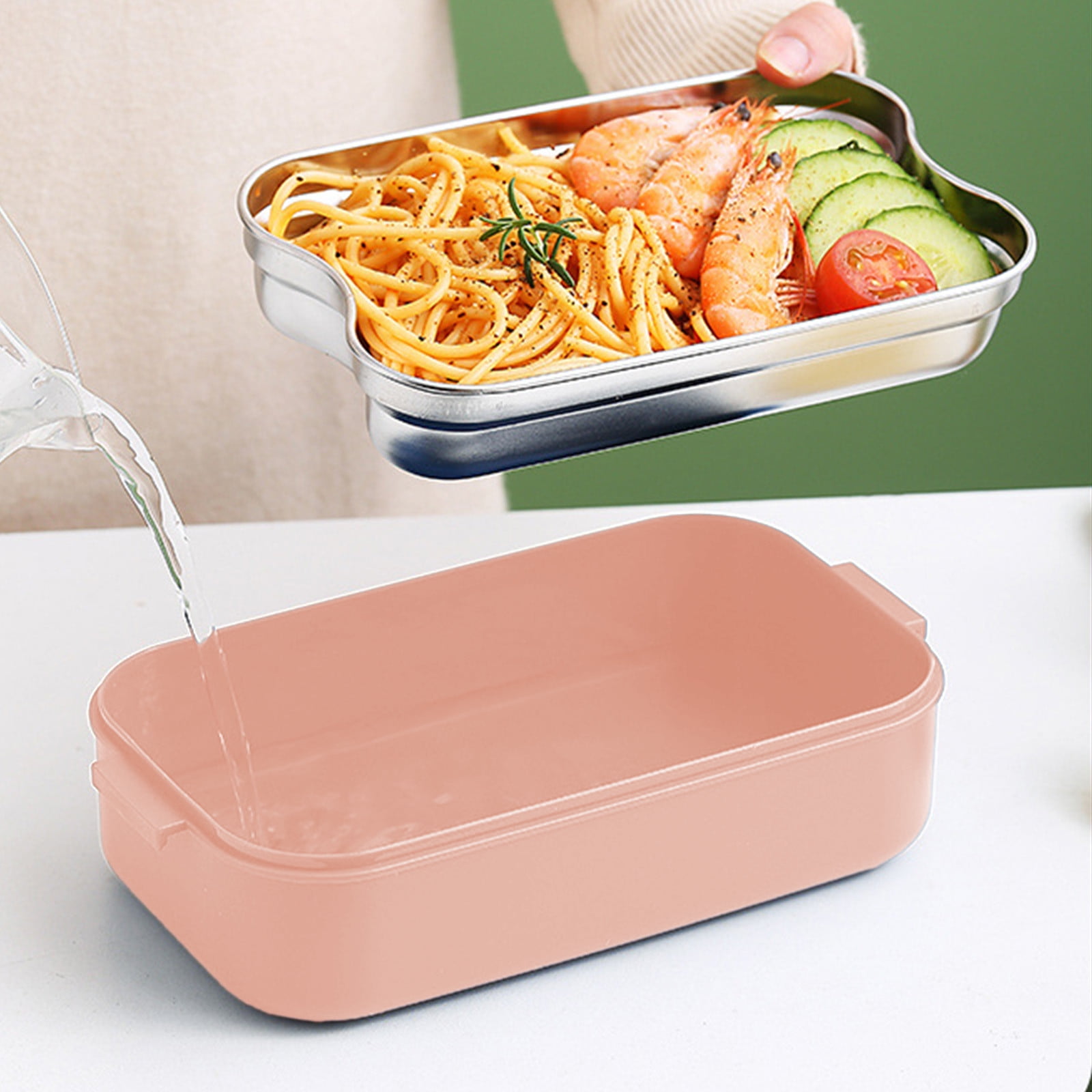 Xuniizn Bento Box Adult Lunch Box, Containers for Adults Men Women, Lunchable Food Container with Utensils, Sauce Jar, Muffin Liners, Microwave & Dishwasher Safe Pink#6 - Image 7